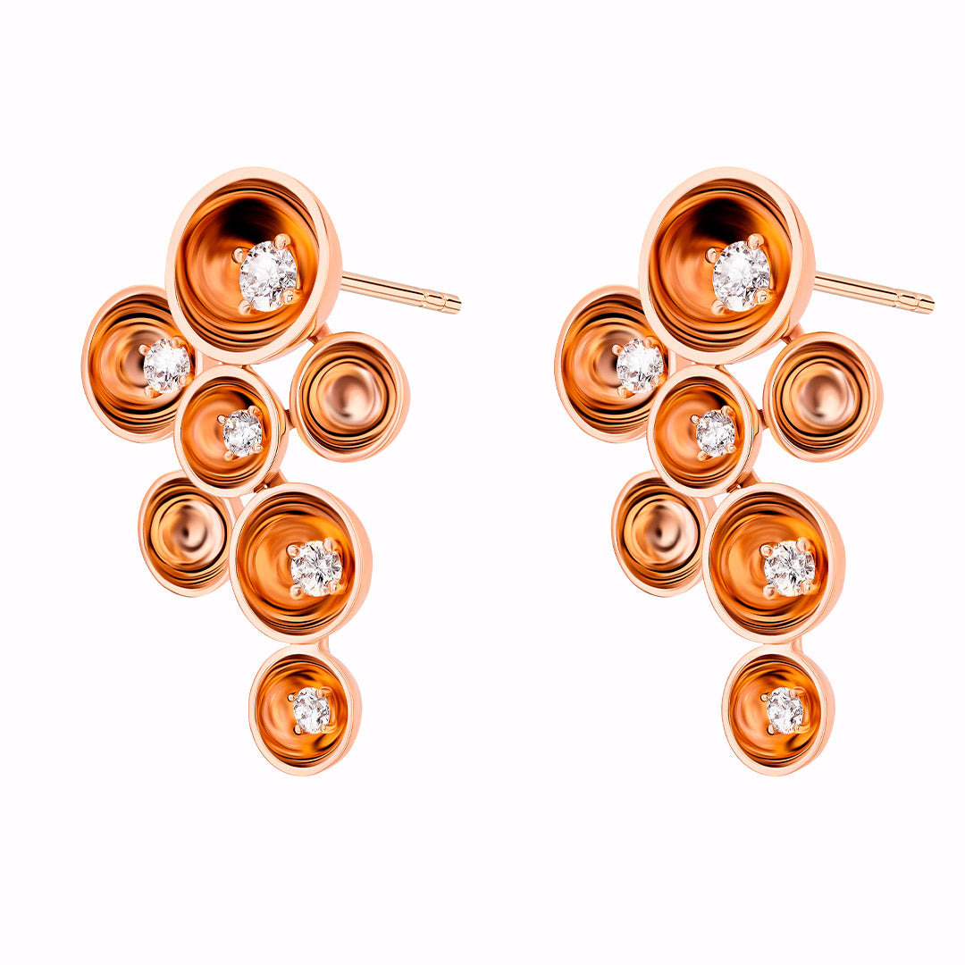 Bint Al Matar Rose Gold Cluster Earring - Samra Jewellery - Diamond Jewellery - BINT AL MATAR