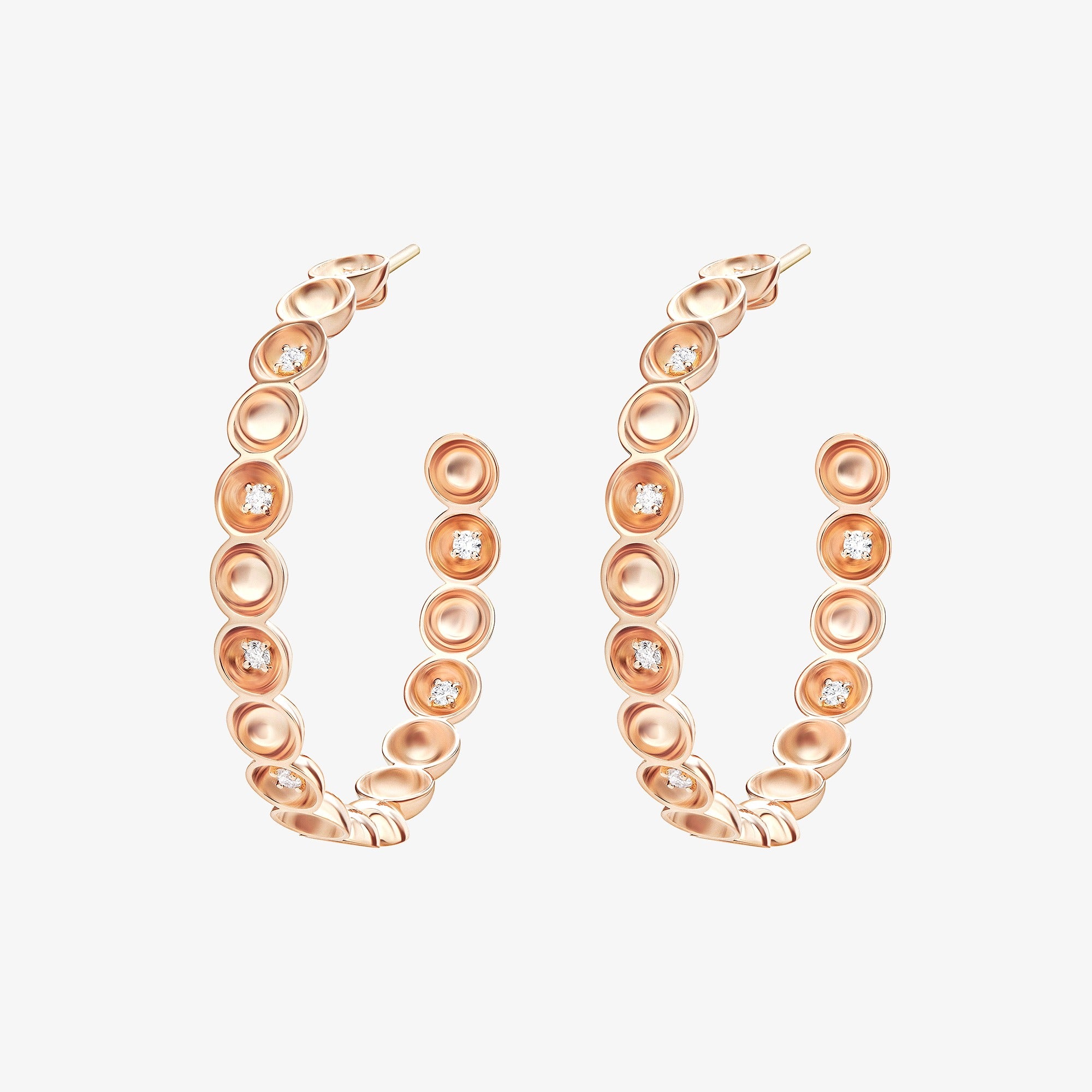 حلق دائري كبير الحجم من الذهب الزهري من بنت المطر