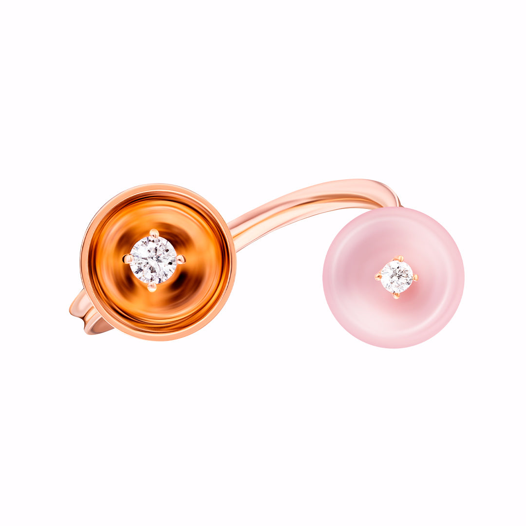 Bint Al Matar Rose Gold Pink Mother of Pearl Ring - Samra Jewellery - Diamond Jewellery - BINT AL MATAR