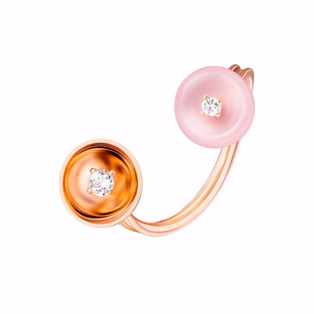 Bint Al Matar Rose Gold Pink Mother of Pearl Ring - Samra Jewellery - Diamond Jewellery - BINT AL MATAR