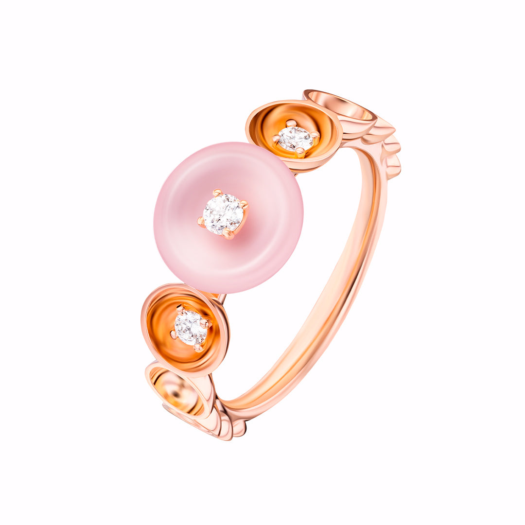 Bint Al Matar Rose Gold Pink Mother of Pearl Ring - Samra Jewellery - Diamond Jewellery - BINT AL MATAR