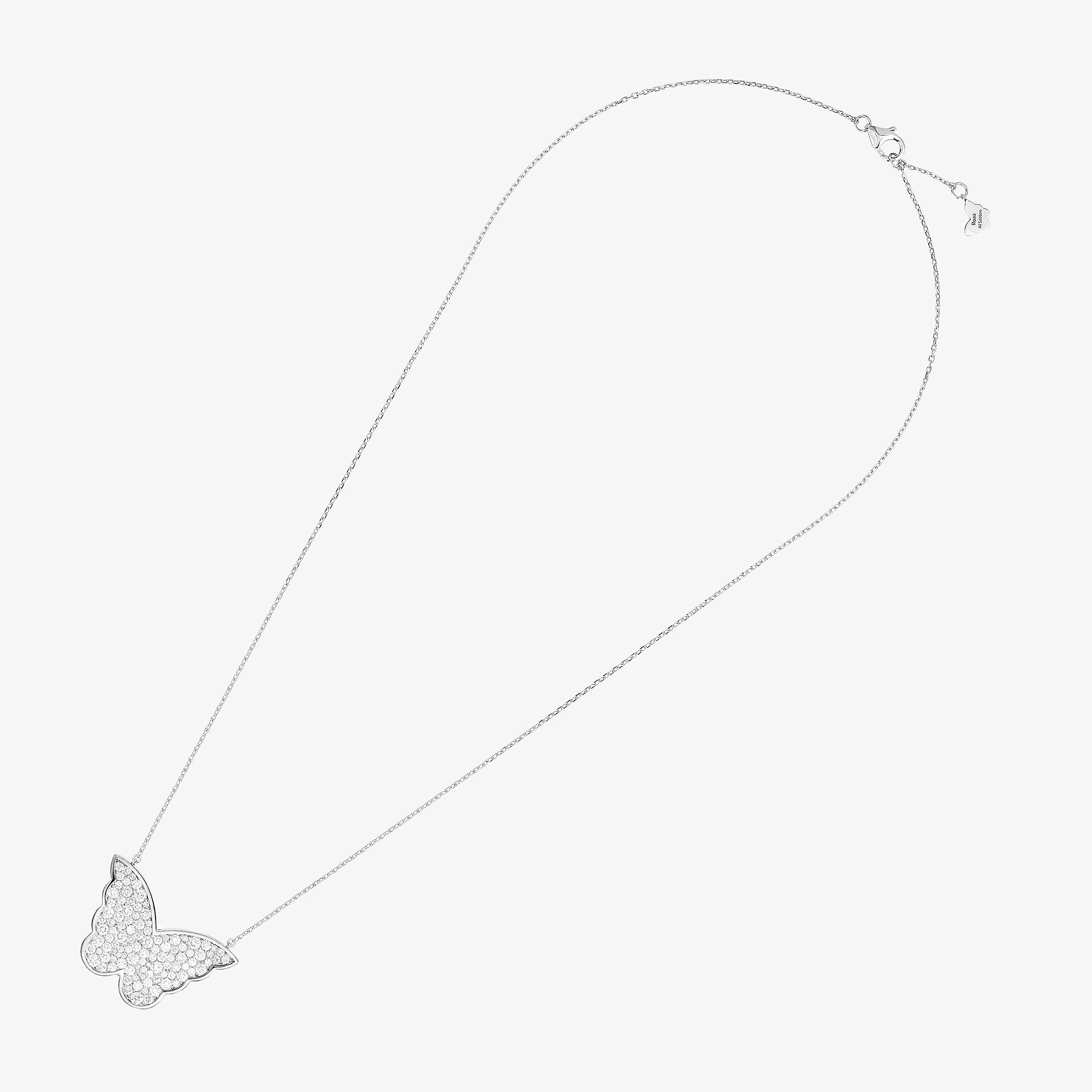Classic Butterfly White Gold Diamond Reversible Large Necklace