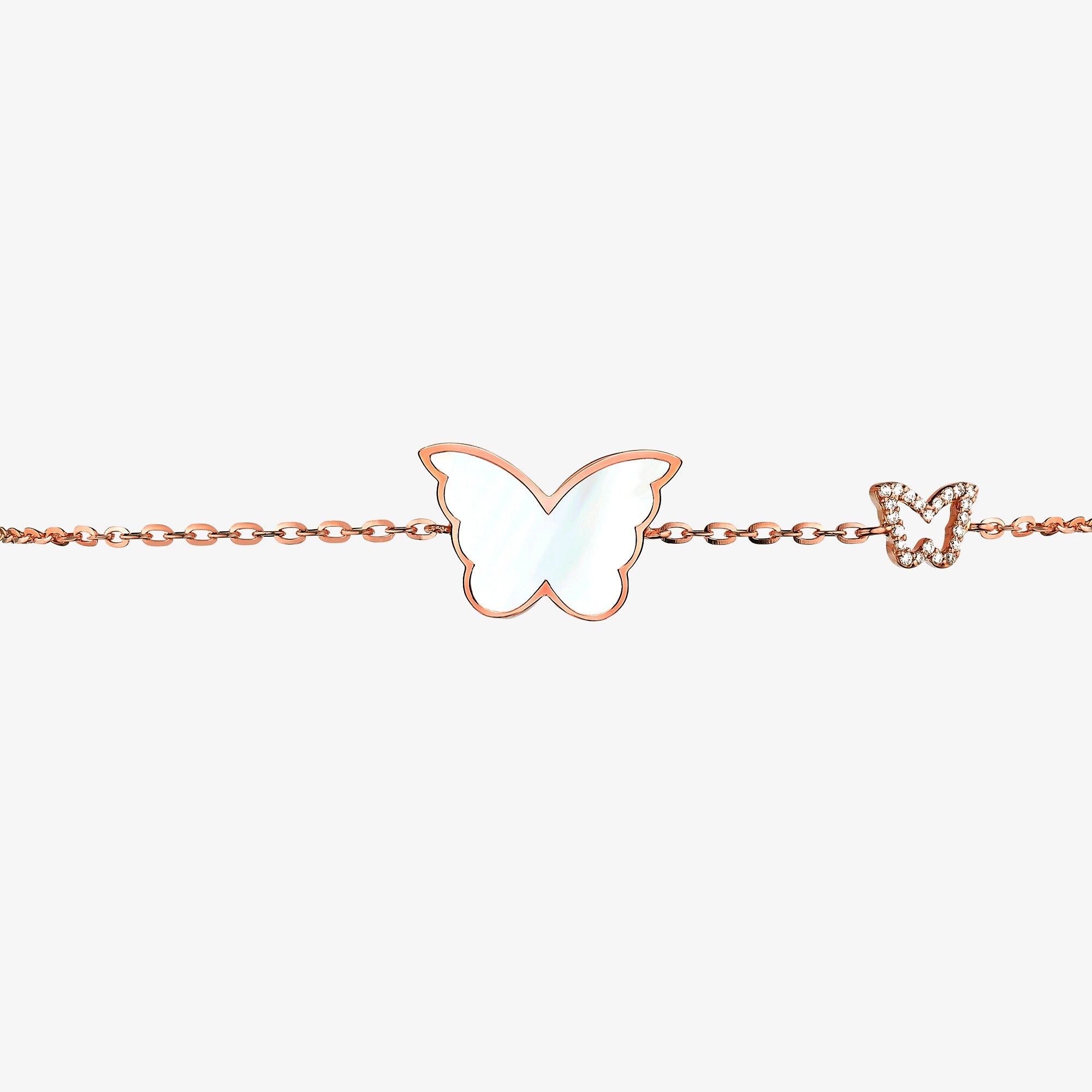 Classic Butterfly Rose Gold Mother of Pearl Single Bracelet