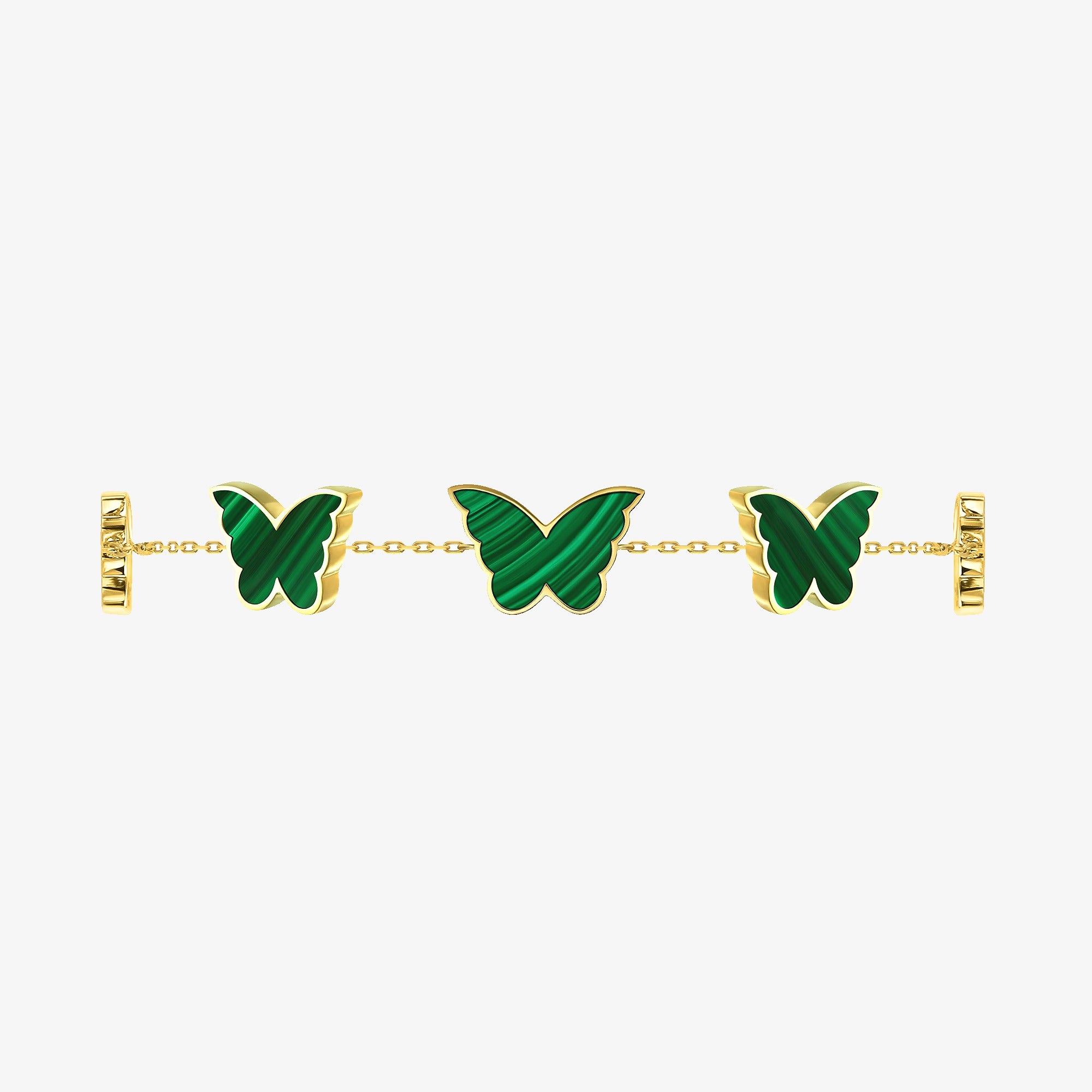 Classic Butterfly Yellow Gold Malachite Multi Bracelet