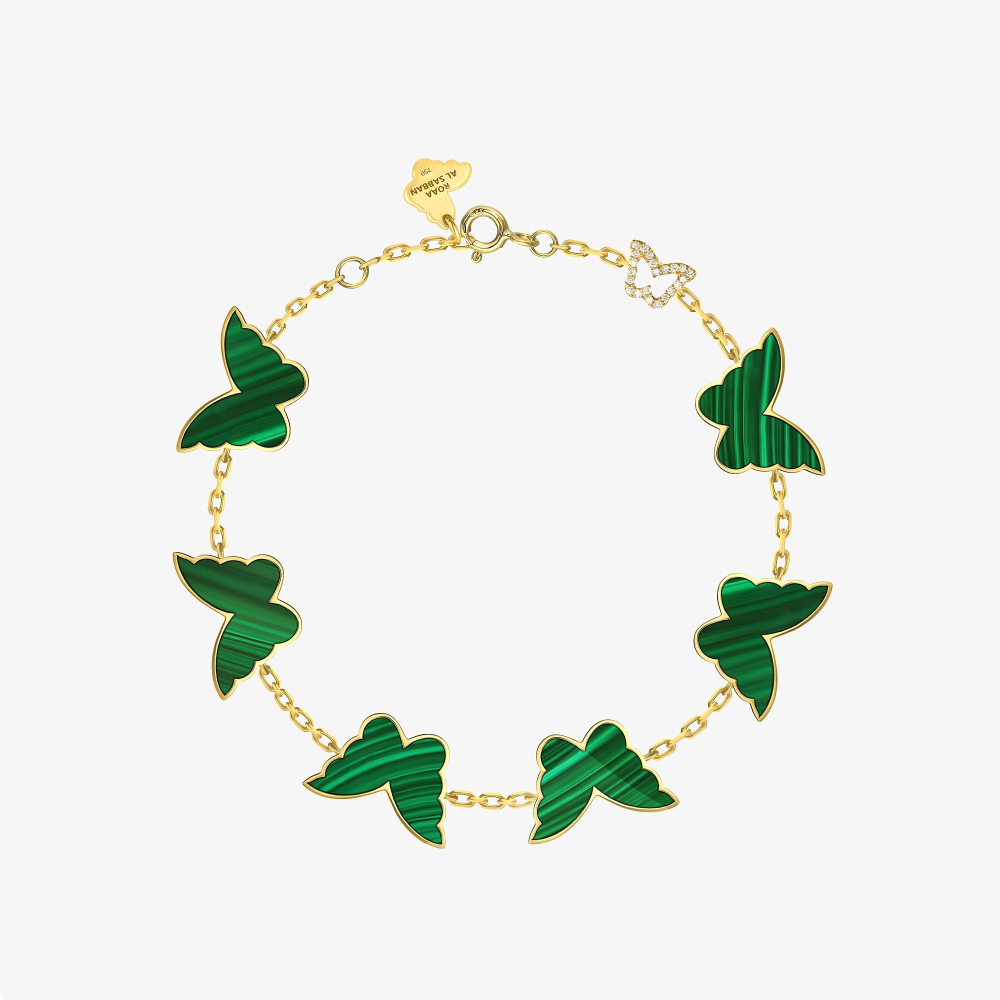 Classic Butterfly Yellow Gold Malachite Multi Bracelet