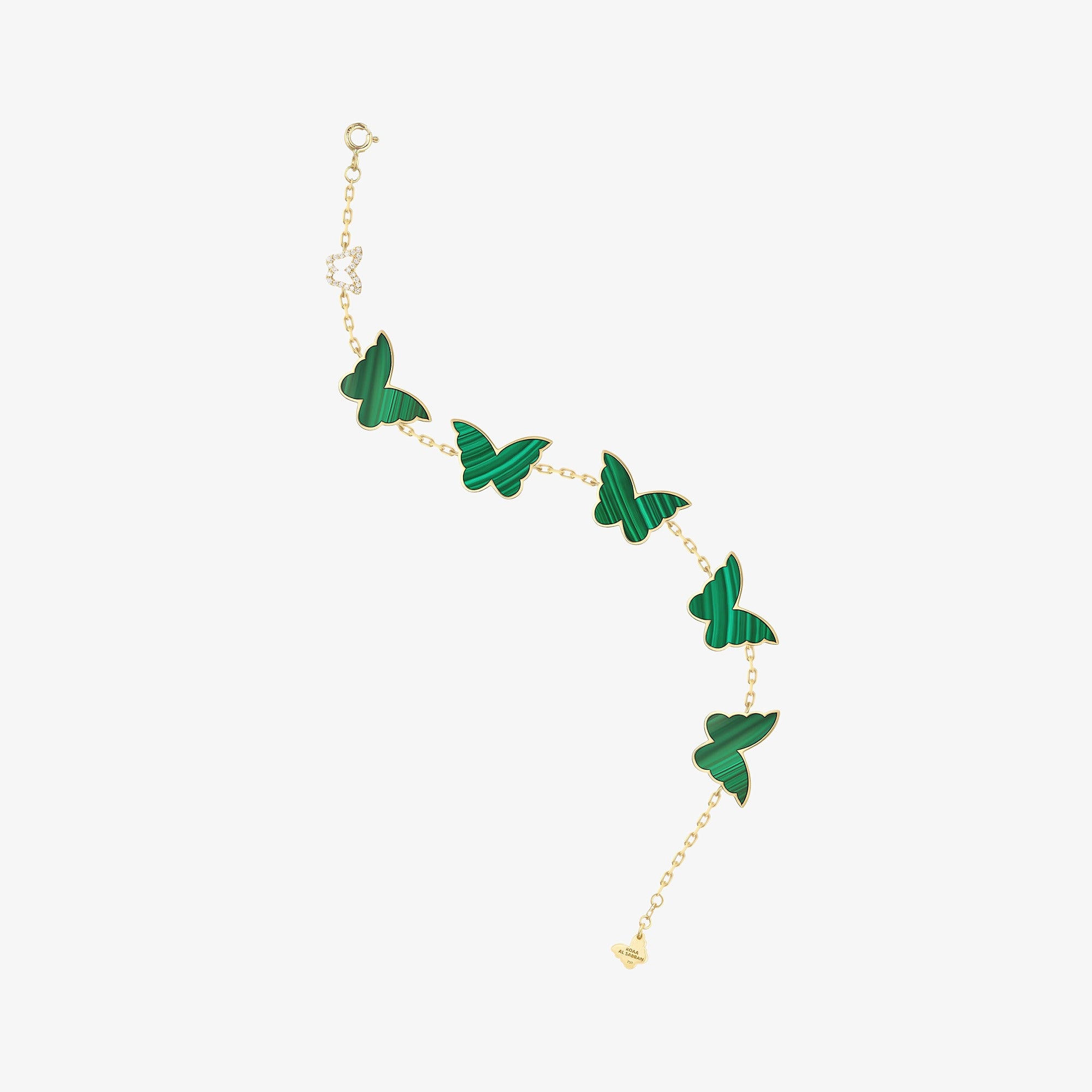 Classic Butterfly Yellow Gold Malachite Kids Multi Bracelet