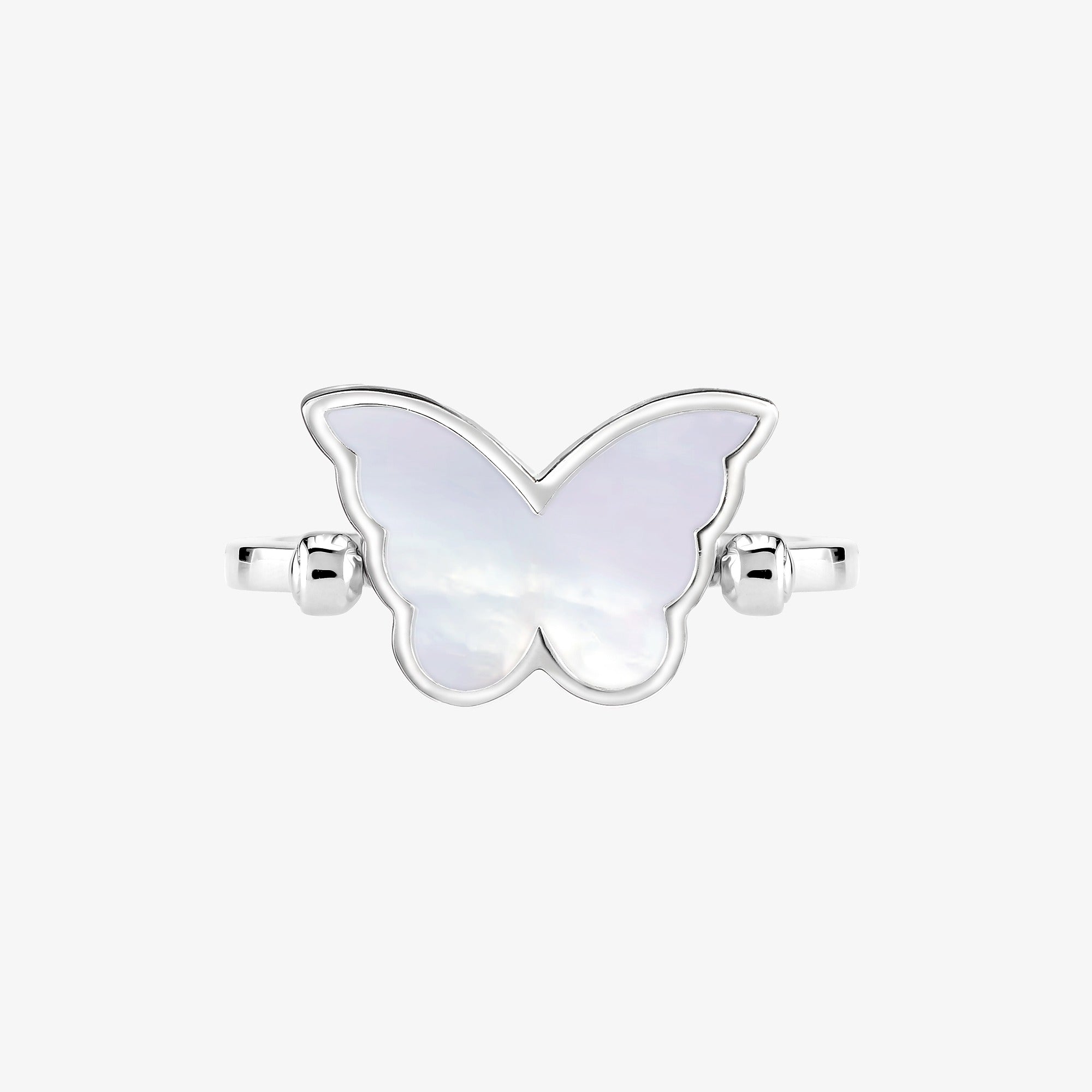 Classic Butterfly White Gold Diamond Reversible Small Ring