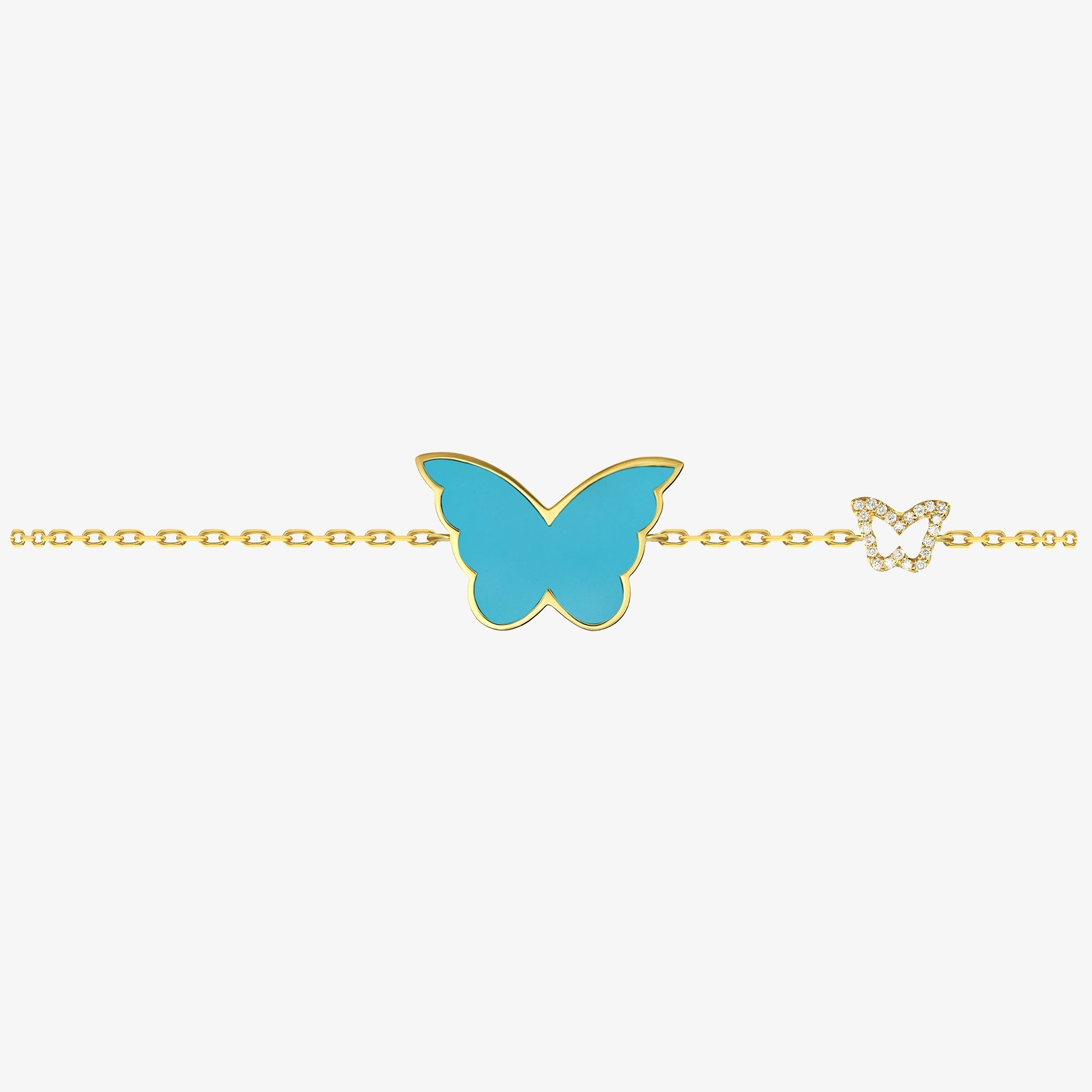 Classic Butterfly Yellow Gold Turquoise Single Bracelet