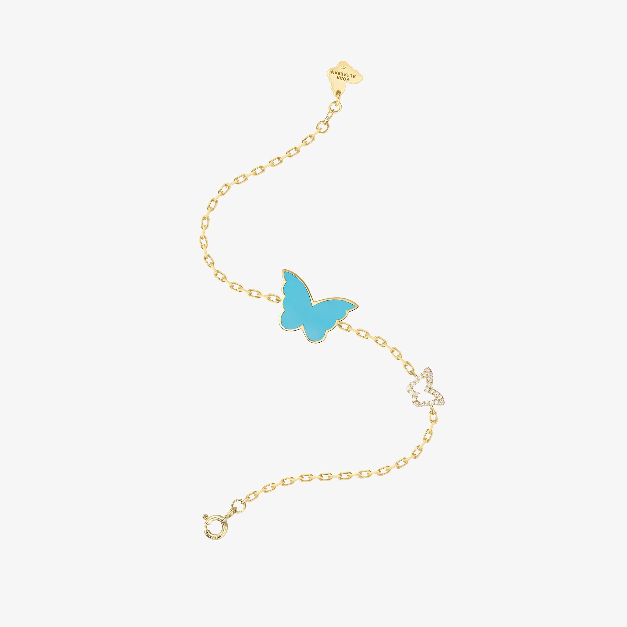 Classic Butterfly Yellow Gold Turquoise Kids Single Bracelet