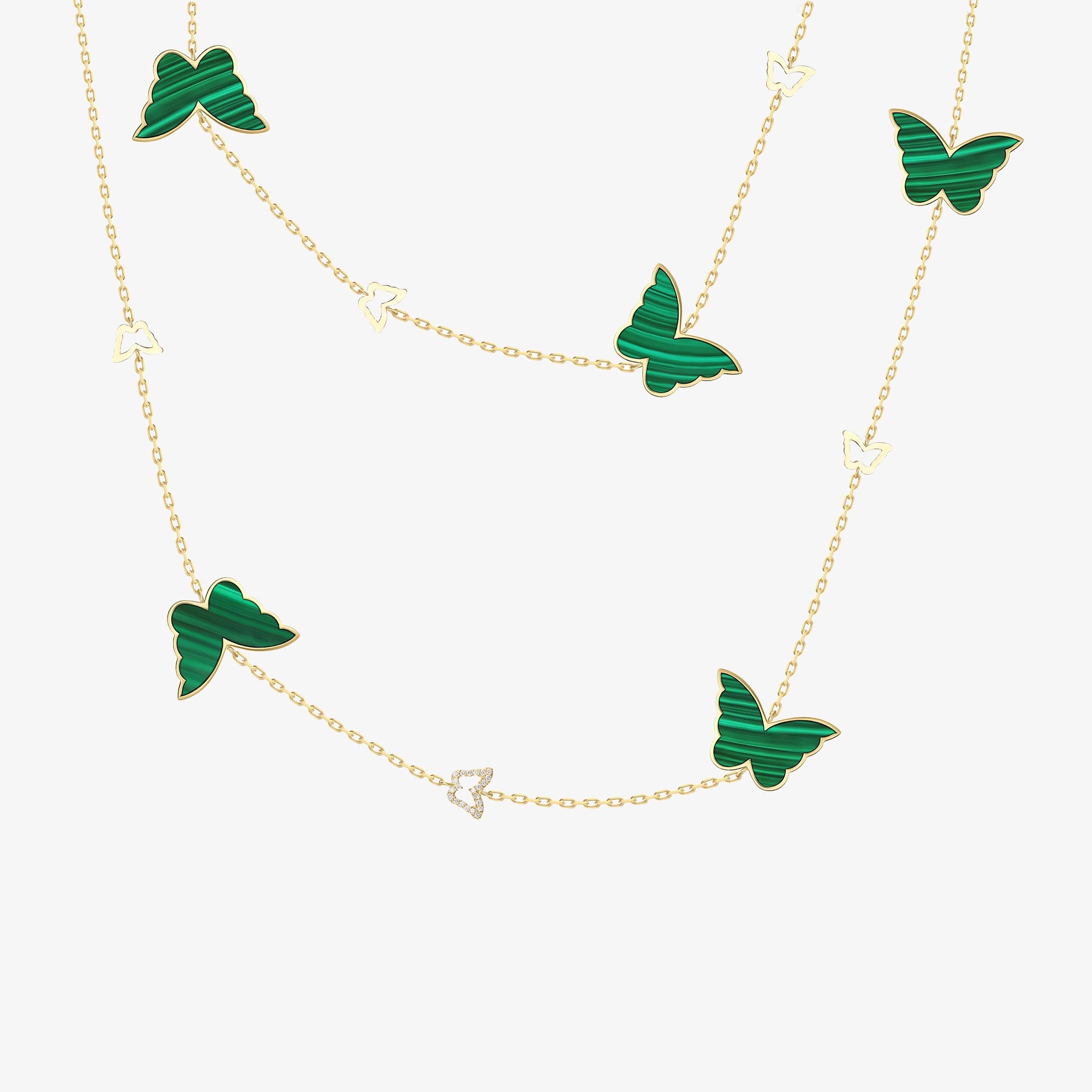 عقد طويل من الذهب الأصفر والملاكيت للأطفال من رؤى الصبان