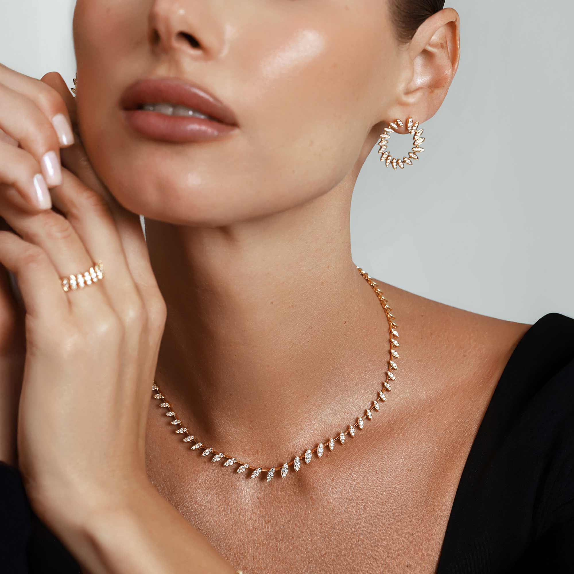 Barq Marquise Yellow Gold Diamond Necklace