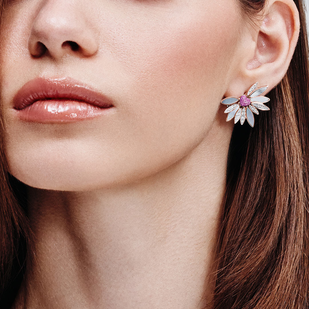Love Me, Love Me Not Rose Gold Pink Sapphire Earring - Samra Jewellery - Diamond Jewellery - LOVE ME LOVE ME NOT