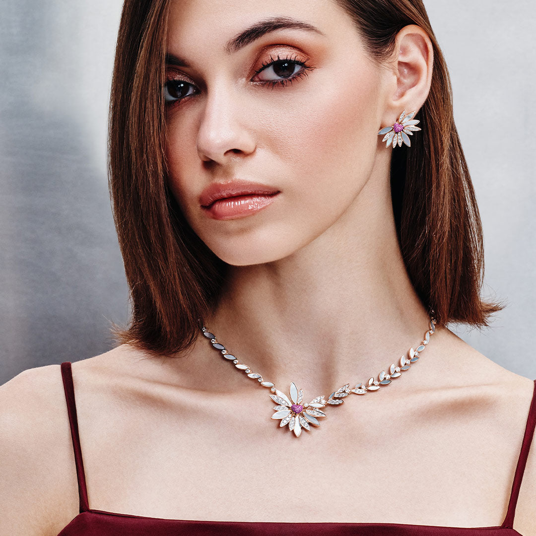 Love Me, Love Me Not Rose Gold Pink Sapphire Earring - Samra Jewellery - Diamond Jewellery - LOVE ME LOVE ME NOT