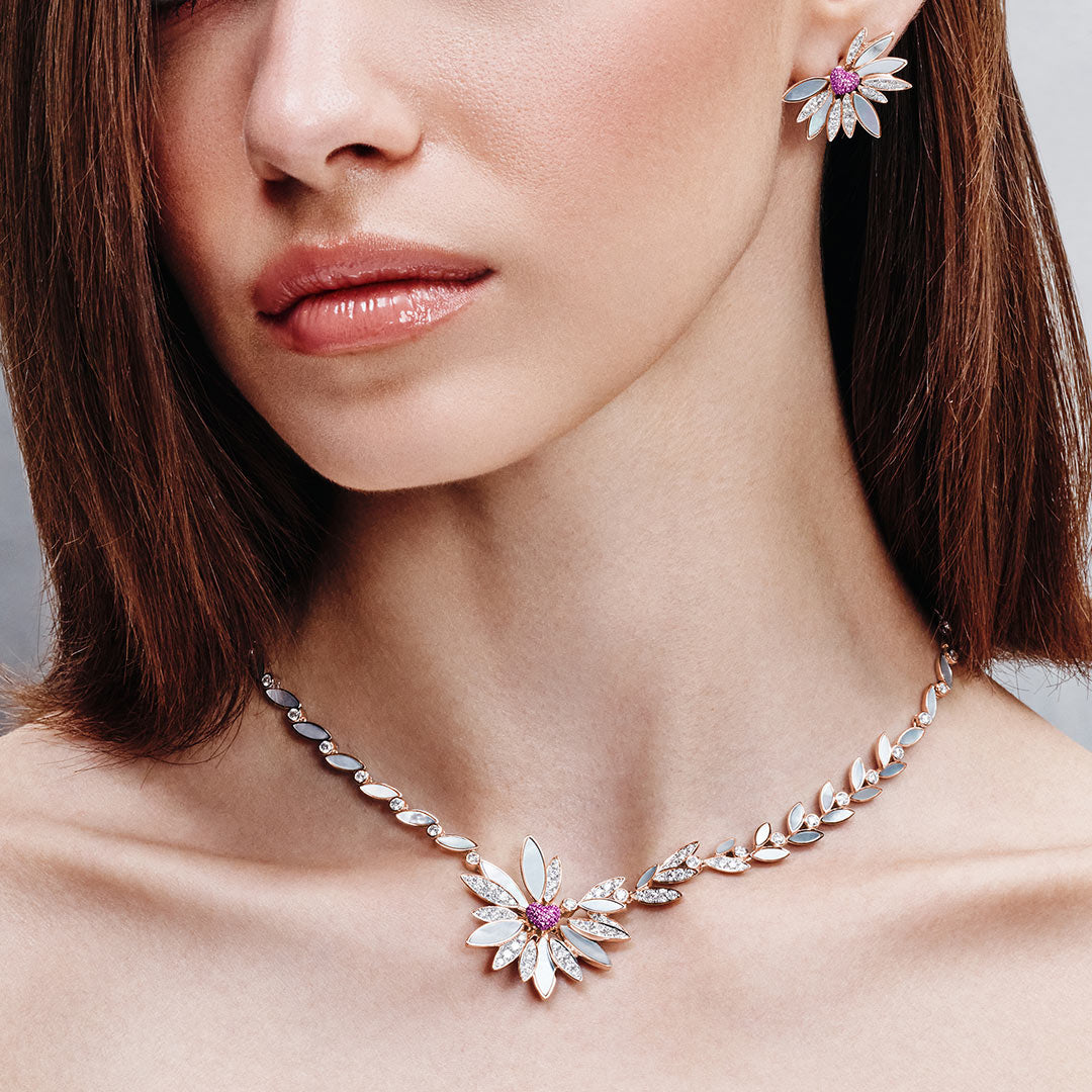 Love Me, Love Me Not Rose Gold Pink Sapphire Necklace - Samra Jewellery - Diamond Jewellery - LOVE ME LOVE ME NOT