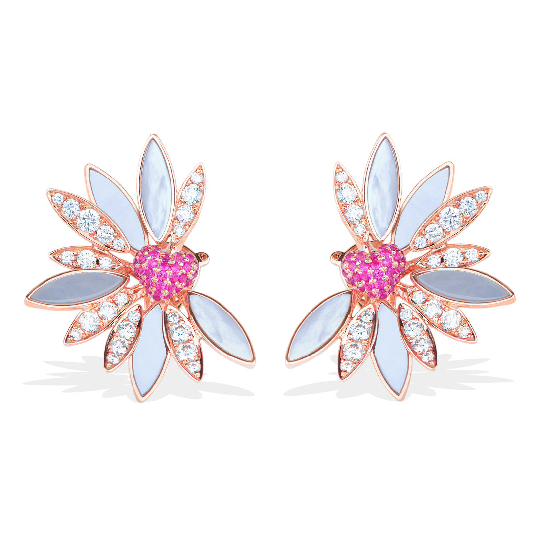 Love Me, Love Me Not Rose Gold Pink Sapphire Earring - Samra Jewellery - Diamond Jewellery - LOVE ME LOVE ME NOT