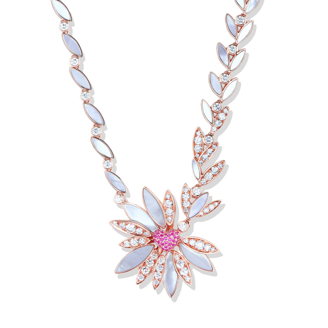 Love Me, Love Me Not Rose Gold Pink Sapphire Necklace - Samra Jewellery - Diamond Jewellery - LOVE ME LOVE ME NOT