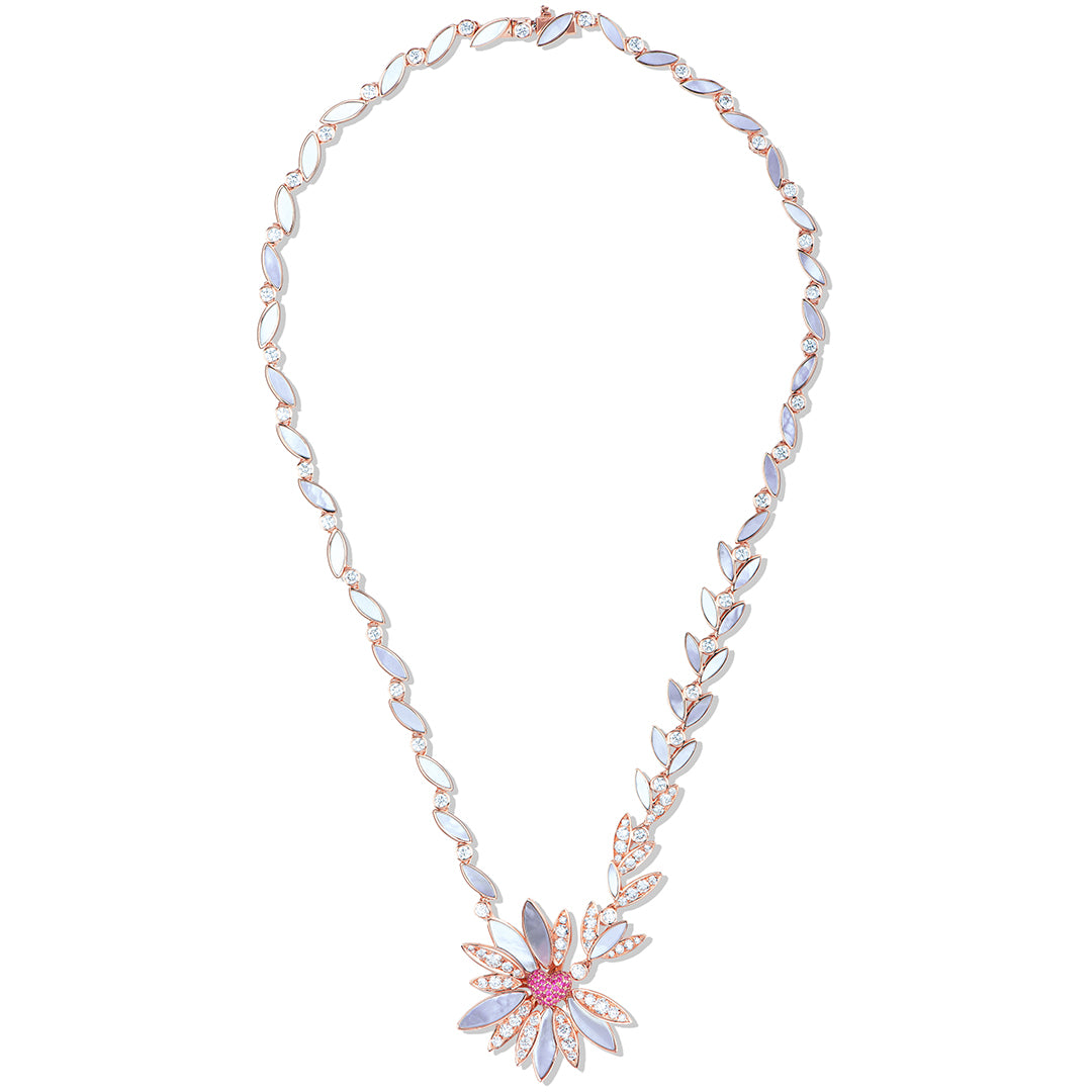 Love Me, Love Me Not Rose Gold Pink Sapphire Necklace - Samra Jewellery - Diamond Jewellery - LOVE ME LOVE ME NOT