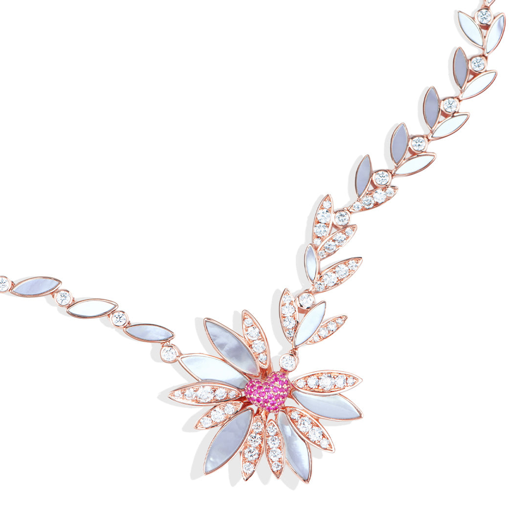 Love Me, Love Me Not Rose Gold Pink Sapphire Necklace - Samra Jewellery - Diamond Jewellery - LOVE ME LOVE ME NOT