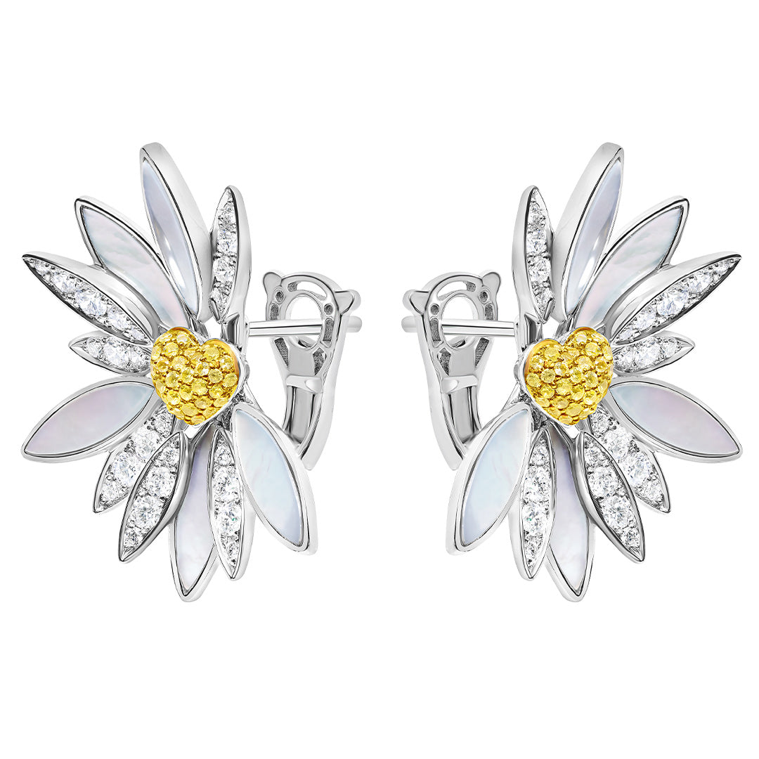 Love Me, Love Me Not White Gold Yellow Sapphire Earrings - Samra Jewellery - Diamond Jewellery - LOVE ME LOVE ME NOT