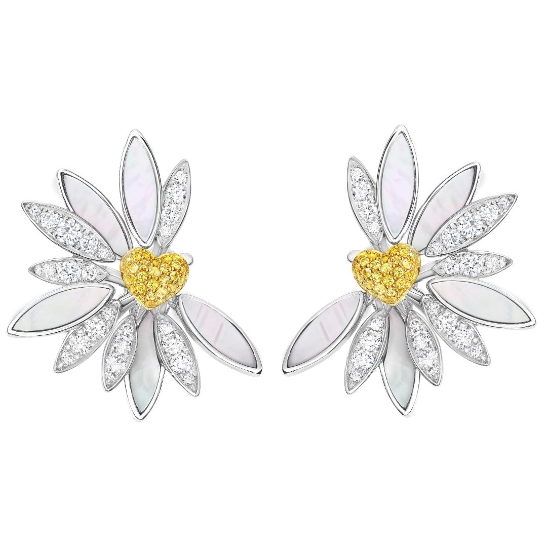 Love Me, Love Me Not White Gold Yellow Sapphire Earrings - Samra Jewellery - Diamond Jewellery - LOVE ME LOVE ME NOT