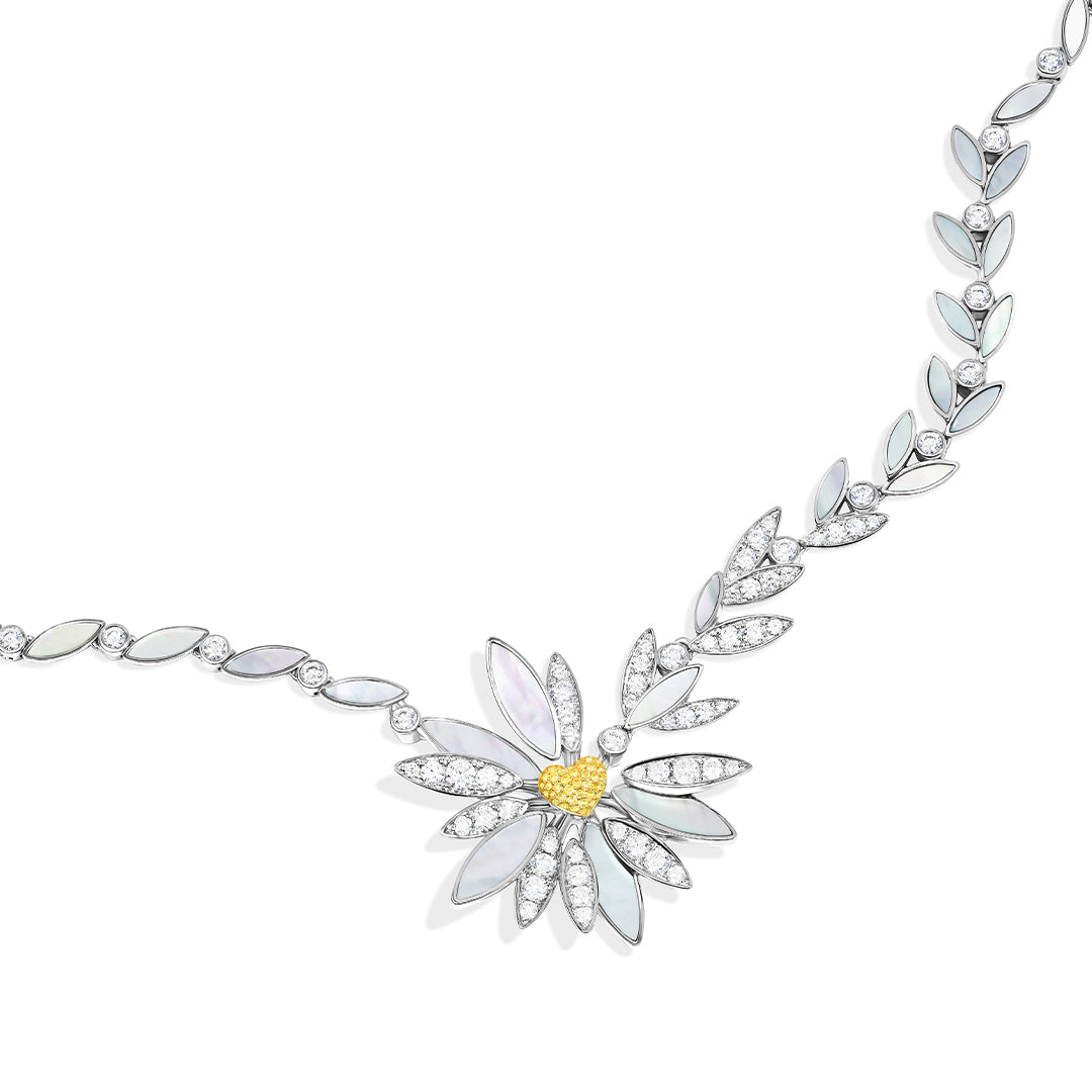 Love Me, Love Me Not White Gold Yellow Sapphire Necklace - Samra Jewellery - Diamond Jewellery - LOVE ME LOVE ME NOT