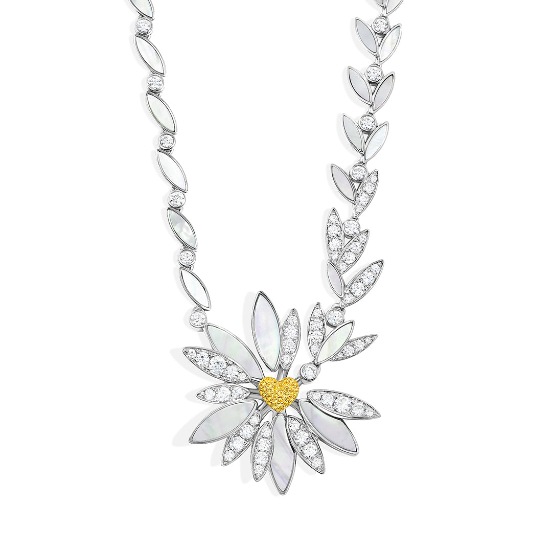 Love Me, Love Me Not White Gold Yellow Sapphire Necklace - Samra Jewellery - Diamond Jewellery - LOVE ME LOVE ME NOT