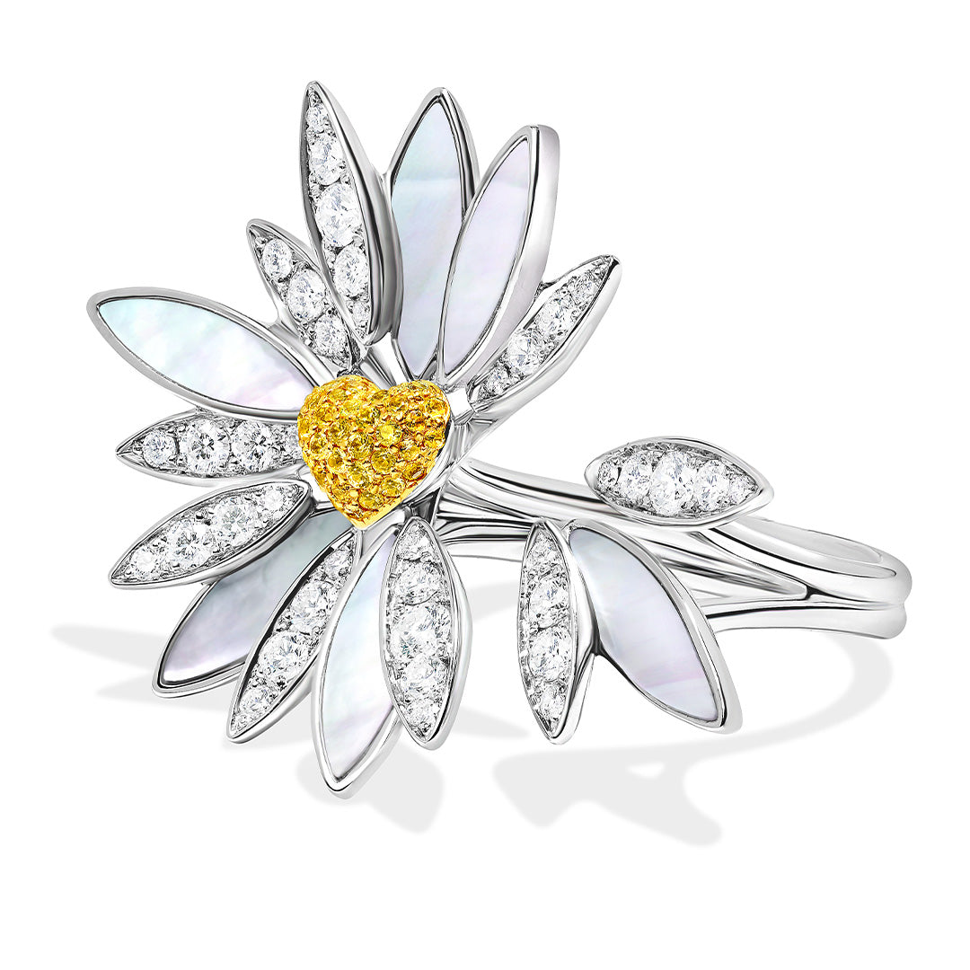 Love Me, Love Me Not White Gold Yellow Sapphire Ring