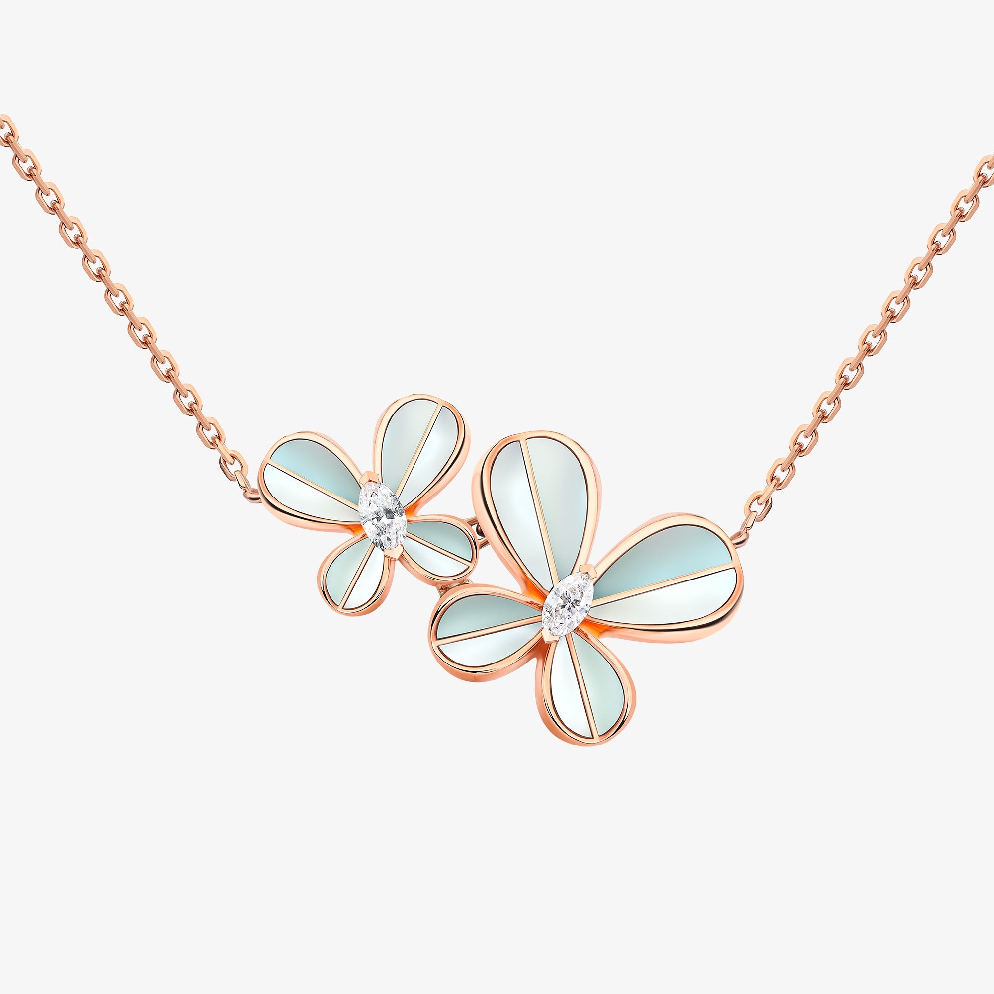 Marquise Butterfly Rose Gold Necklace