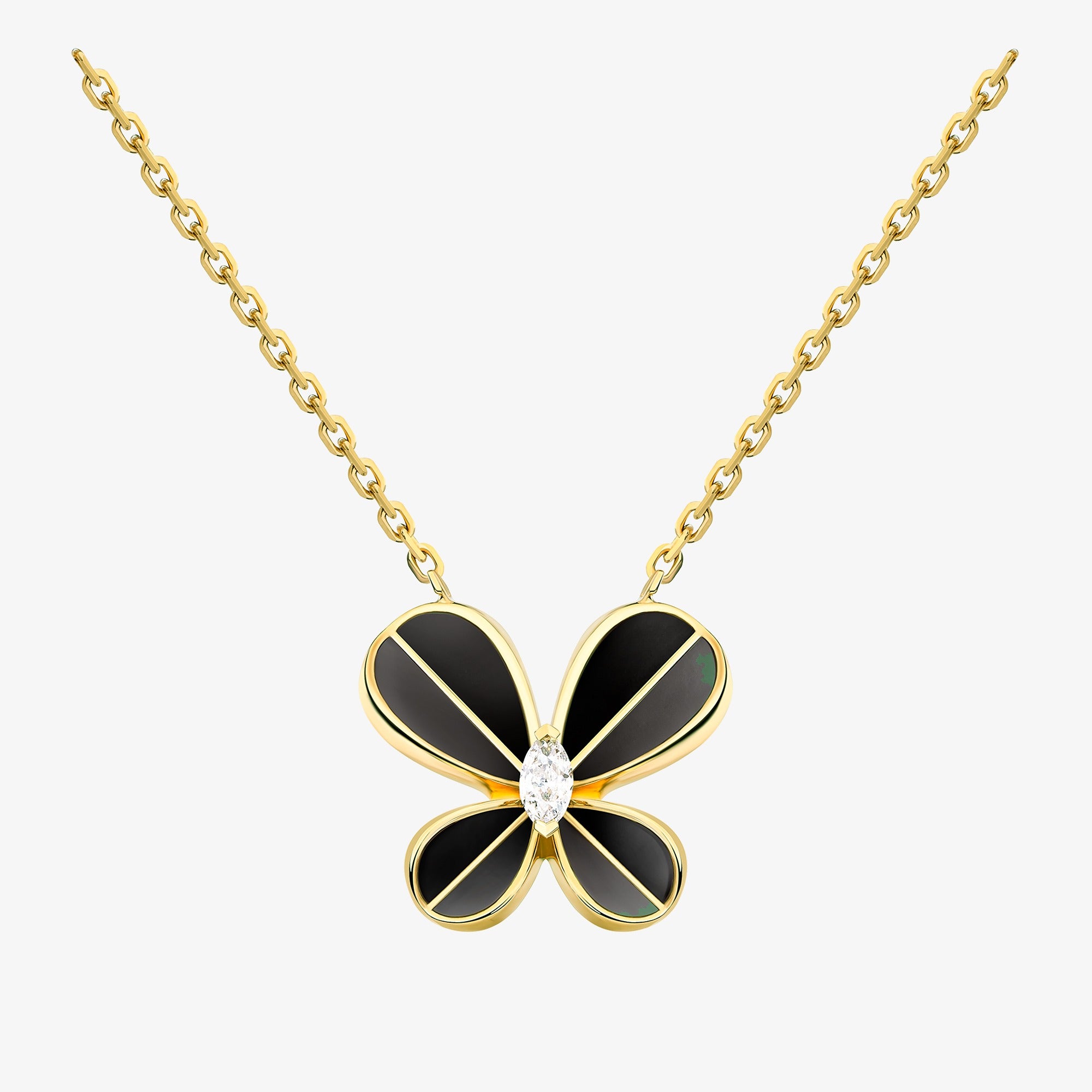 Marquise Butterfly Yellow Gold Large Necklace