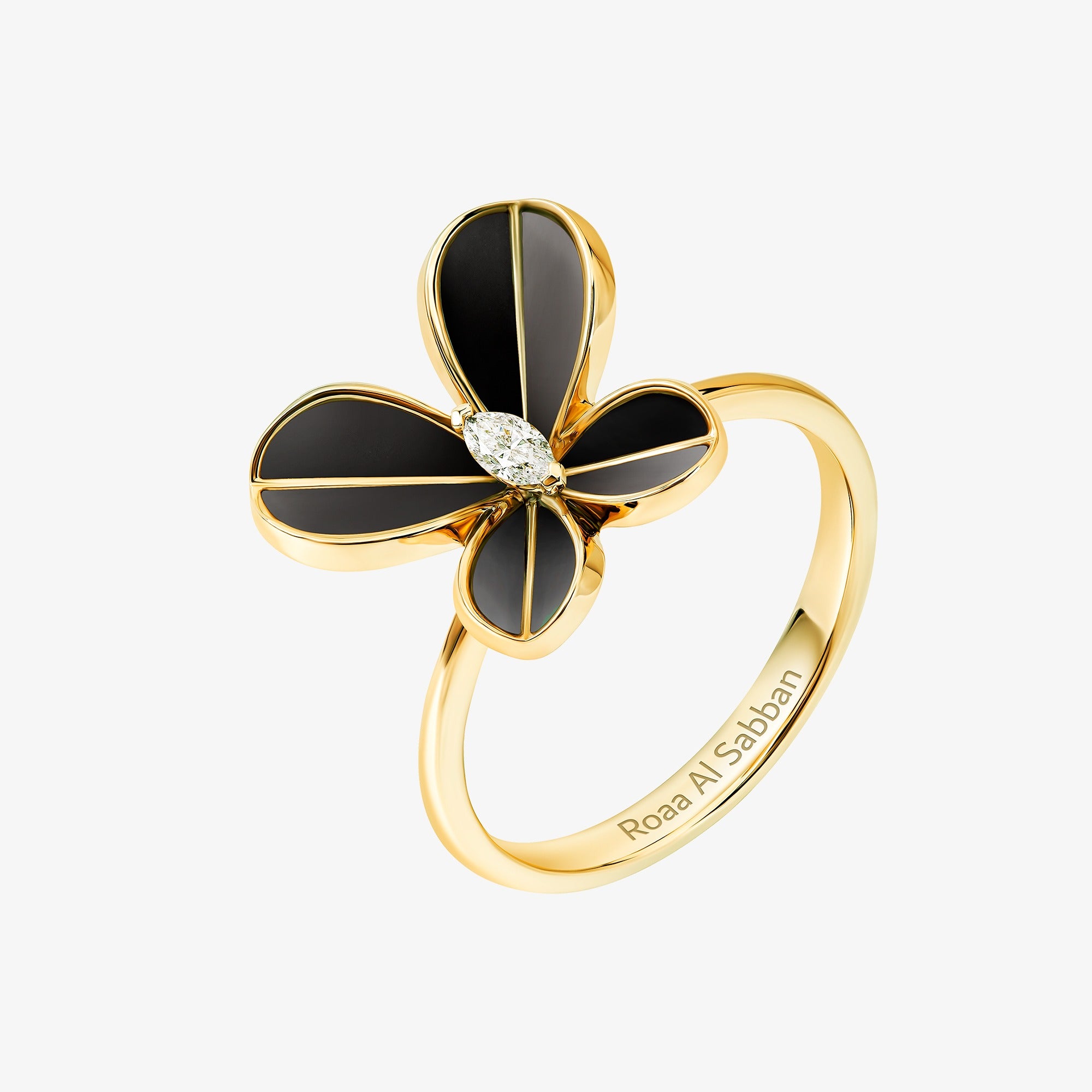 Marquise Butterfly Yellow Gold Large Ring