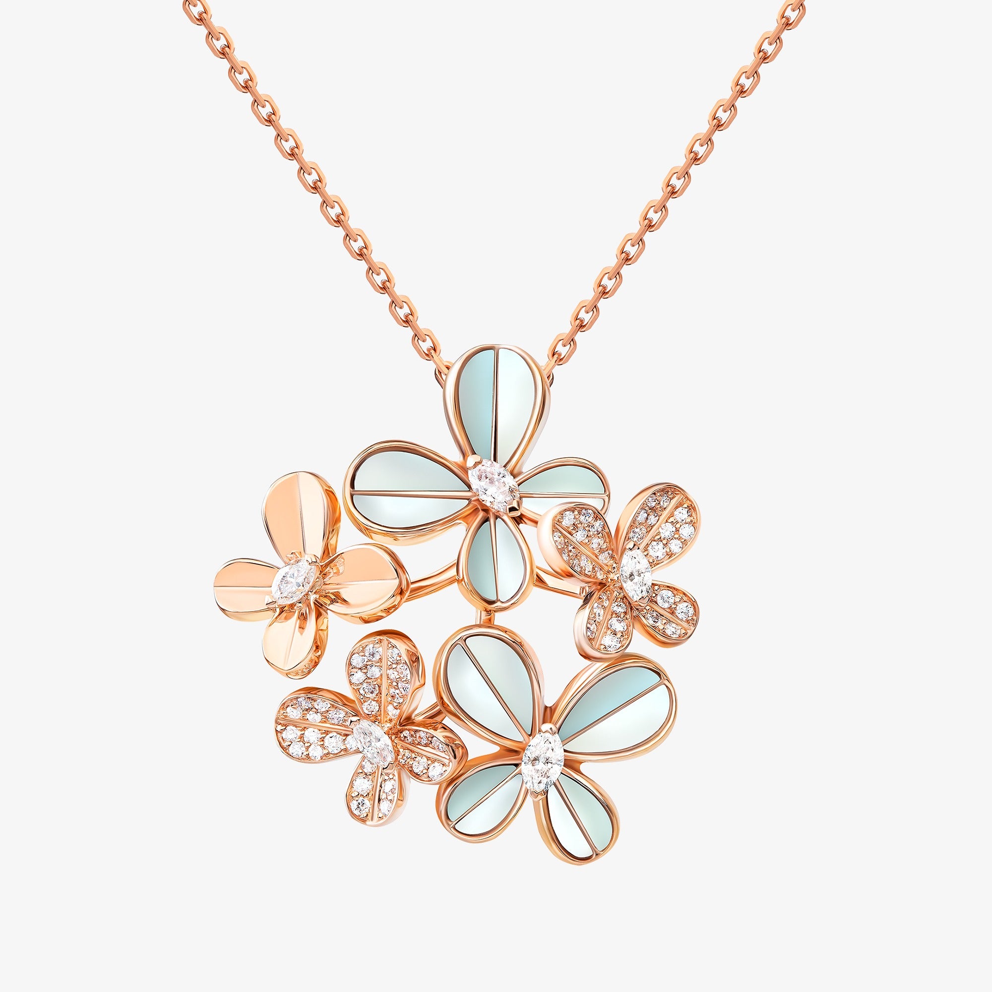Marquise Butterfly Rose Gold Multi Necklace