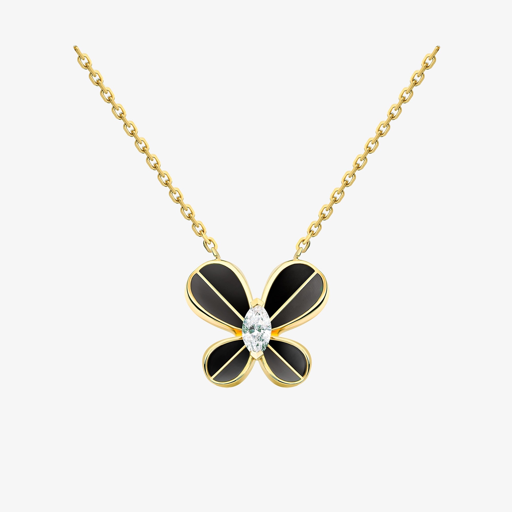 Marquise Butterfly Yellow Gold Small Necklace