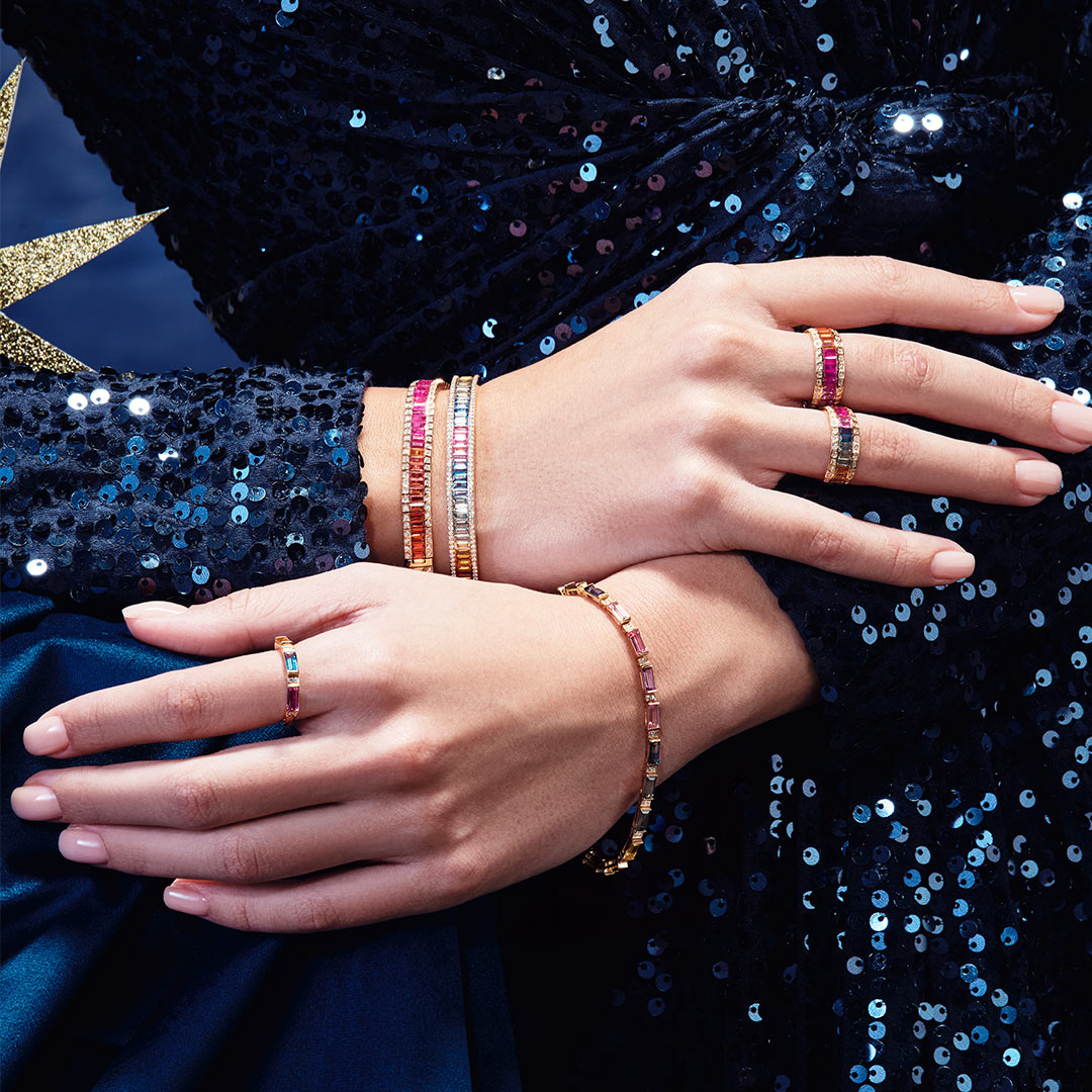 Noor Rose Gold Baguette Sapphire Bracelet - Samra Jewellery - Diamond Jewellery - NOOR