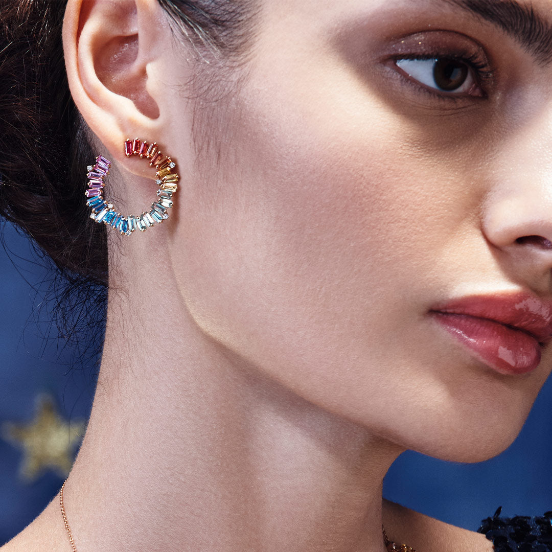 Noor Rose Gold Sapphire Earring - Samra Jewellery - Diamond Jewellery - NOOR