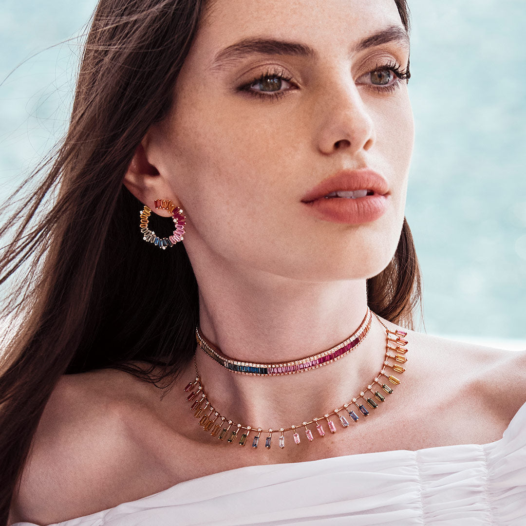 Noor Rose Gold Sapphire Earring - Samra Jewellery - Diamond Jewellery - NOOR