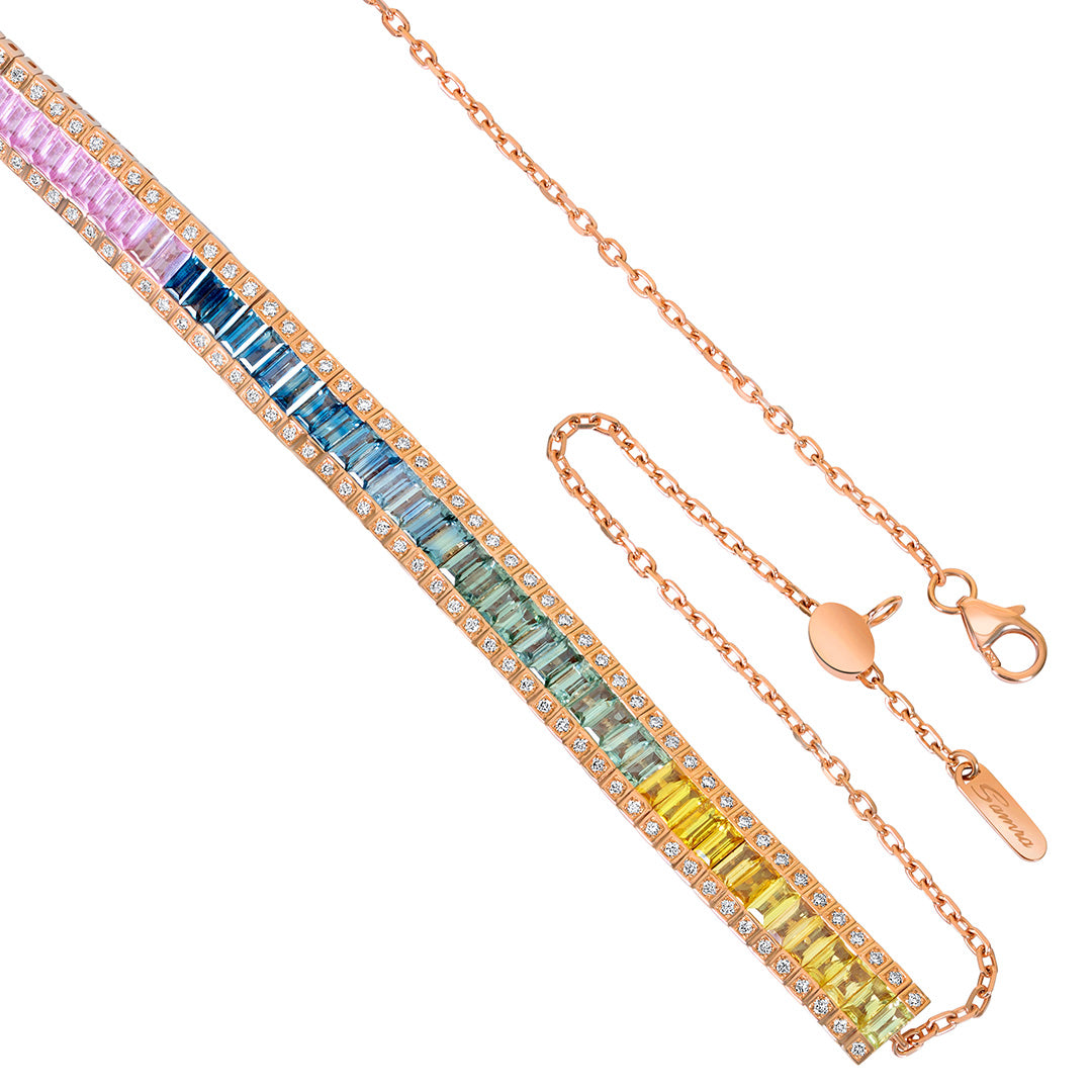 Noor Rose Gold Baguette Sapphire Choker - Samra Jewellery - Diamond Jewellery - NOOR
