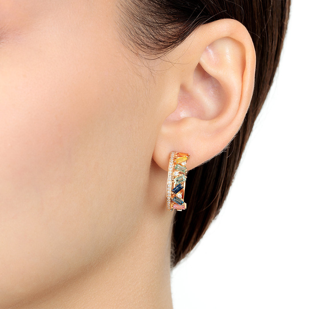 Noor Rose Gold Diamond Sapphire Earring - Samra Jewellery - Diamond Jewellery - NOOR
