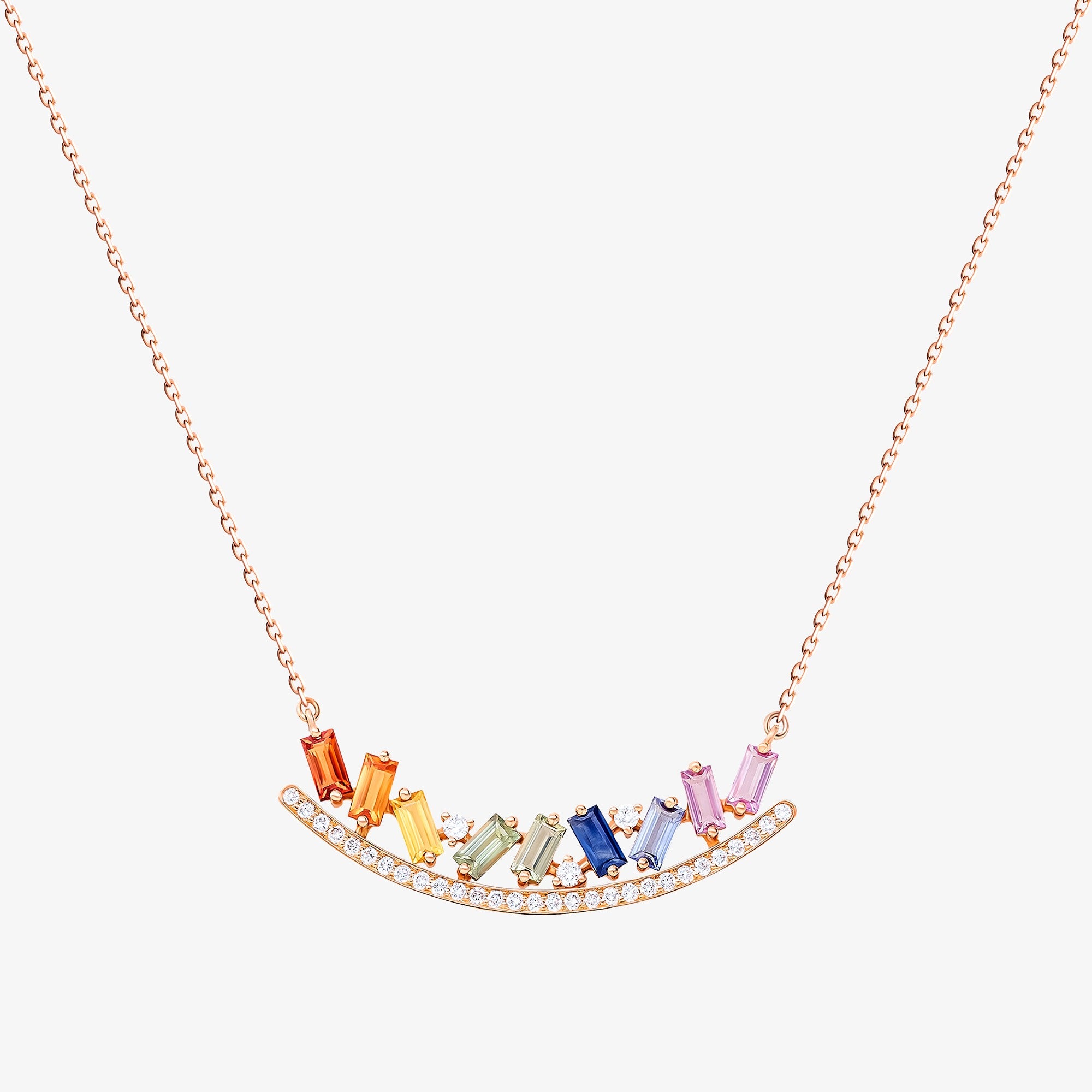 عقد من الياقوت والذهب الزهري من نور