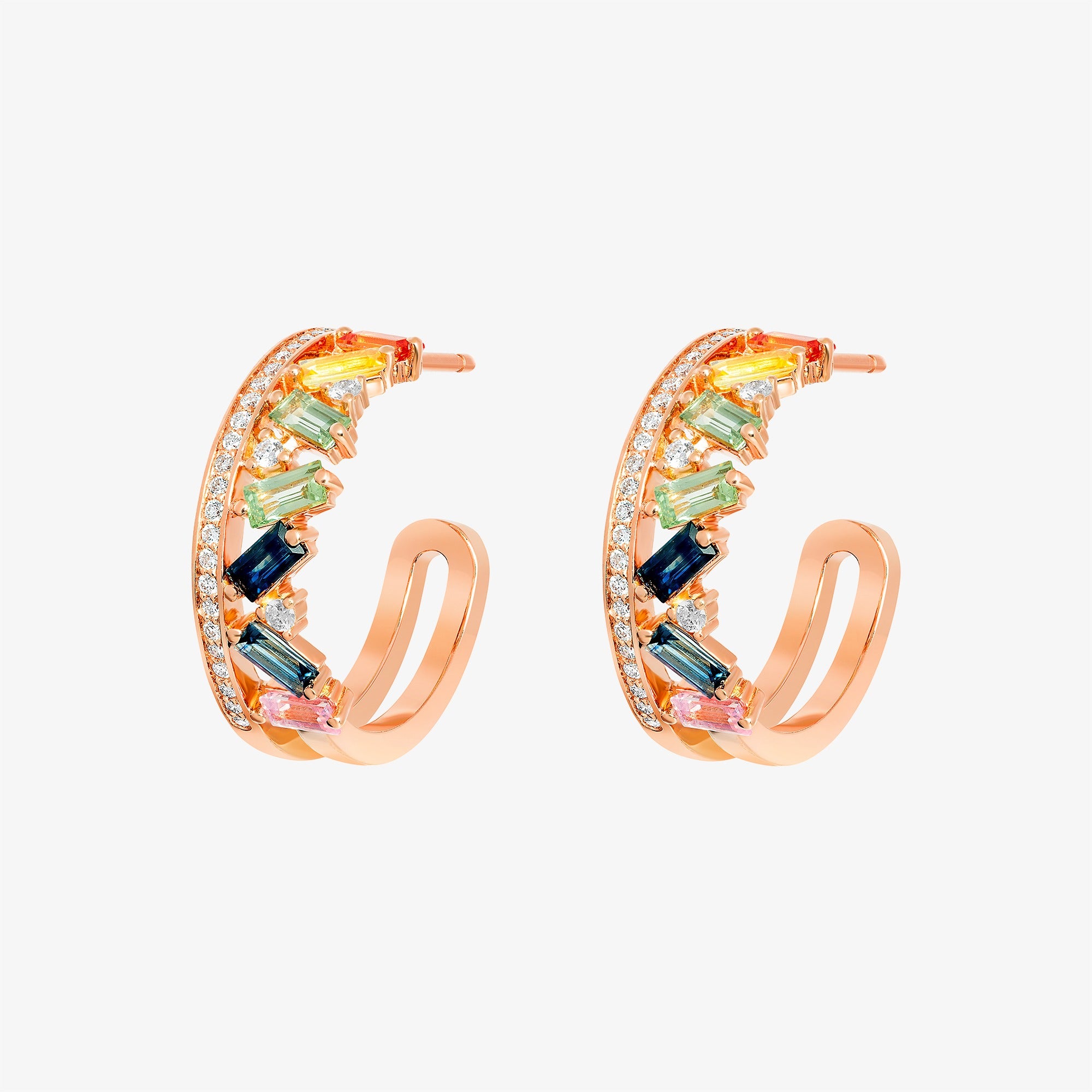 Noor Rose Gold Diamond Sapphire Earring