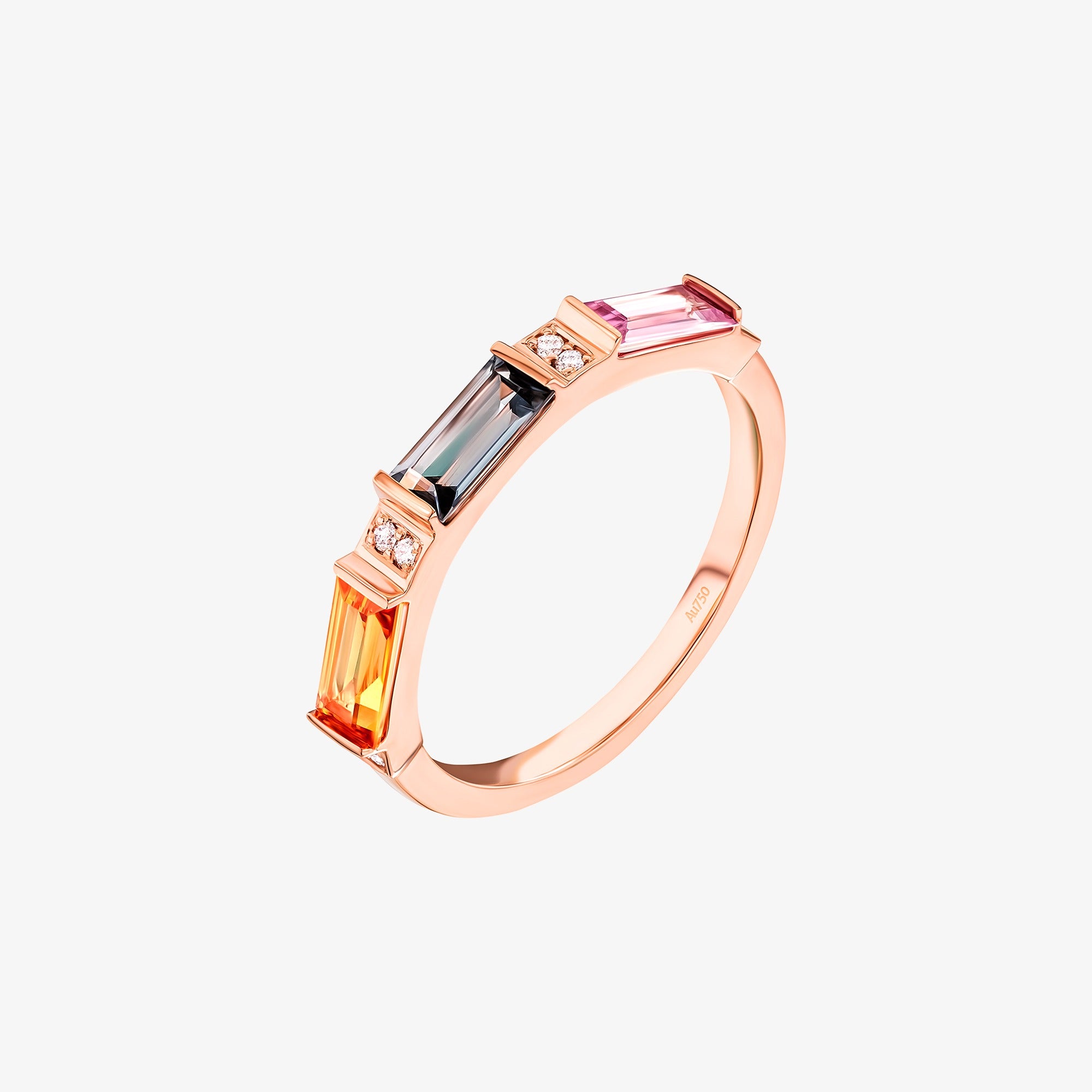 Noor Rose Gold Baguette Sapphire Large Ring