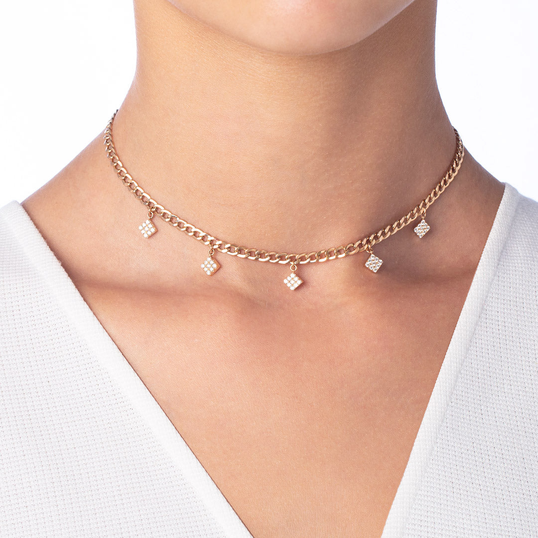 Quwa Dangling Five Square Necklace - Samra Jewellery - Diamond Jewellery - QUWA