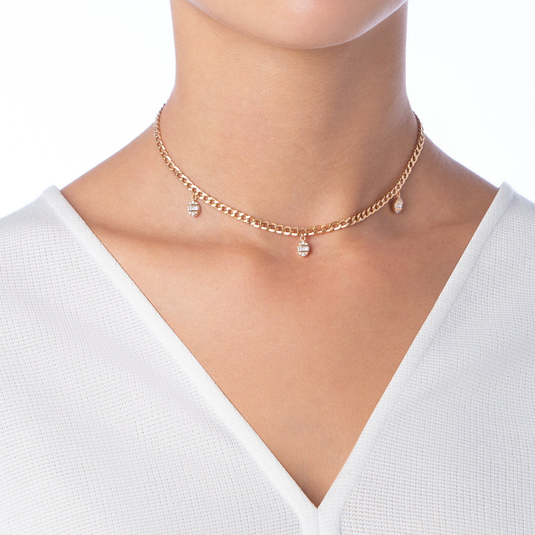 Quwa Dangling Three Oval Necklace - Samra Jewellery - Diamond Jewellery - QUWA