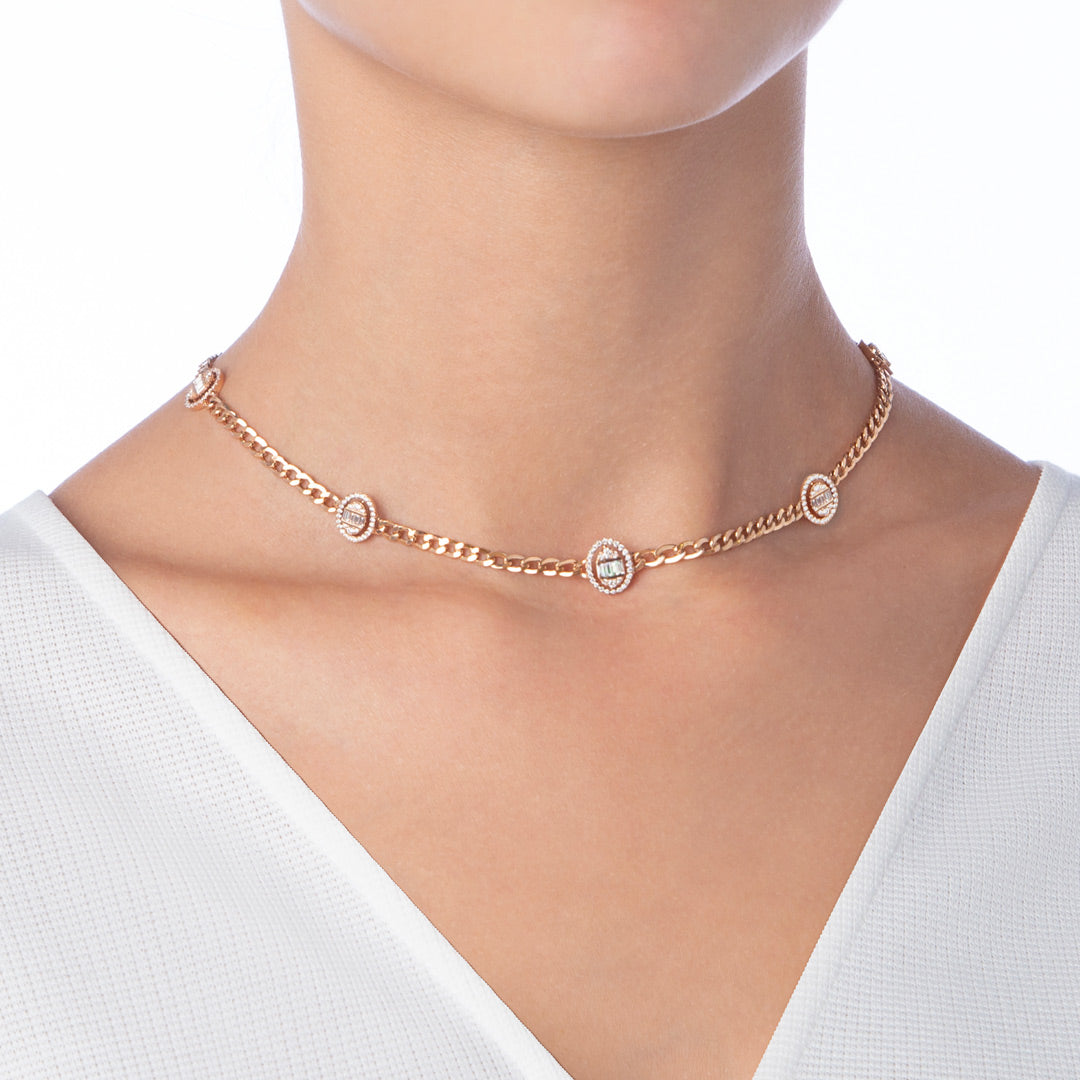 Quwa Five Oval Necklace - Samra Jewellery - Diamond Jewellery - QUWA