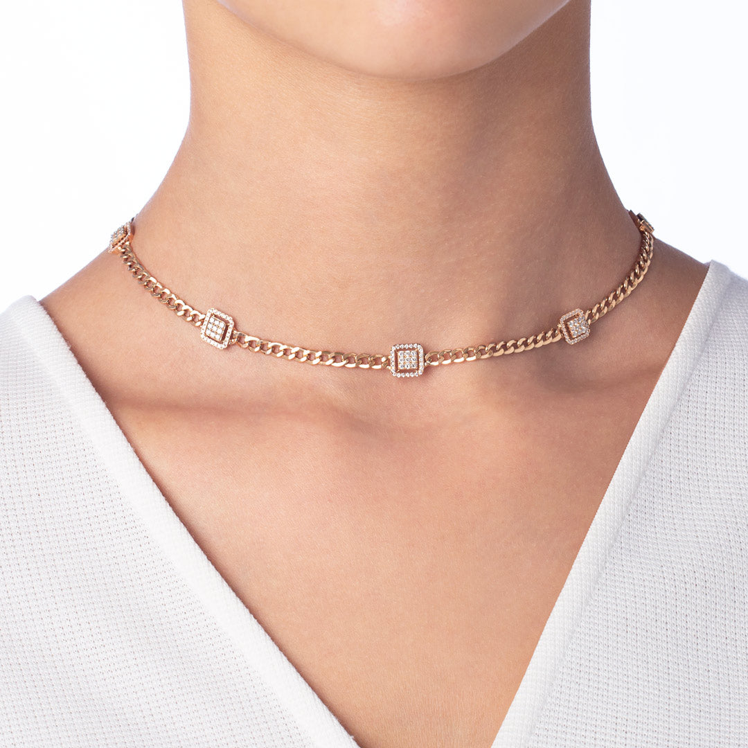 Quwa Five Square Necklace - Samra Jewellery - Diamond Jewellery - QUWA