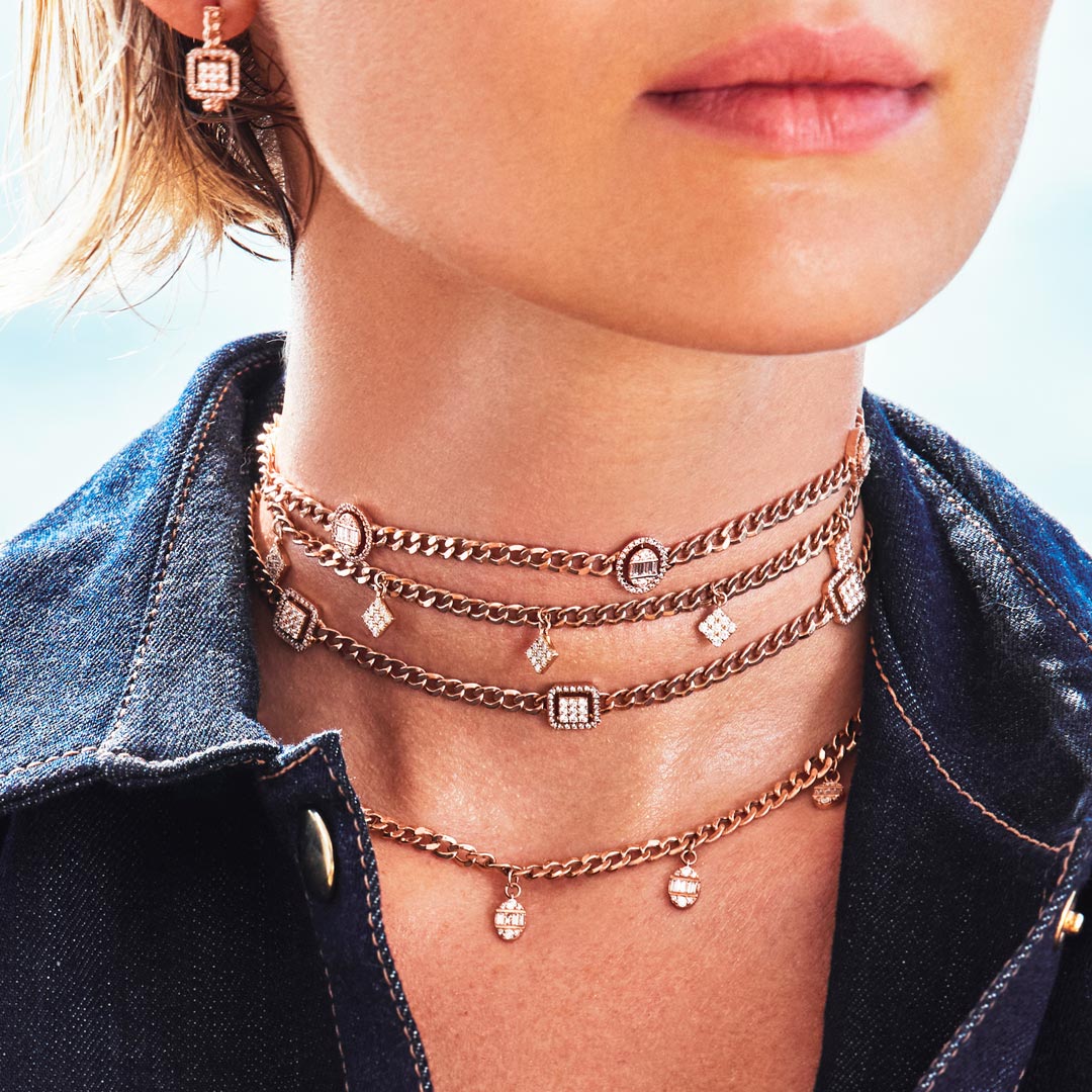 Quwa Dangling Five Oval Necklace - Samra Jewellery - Diamond Jewellery - QUWA