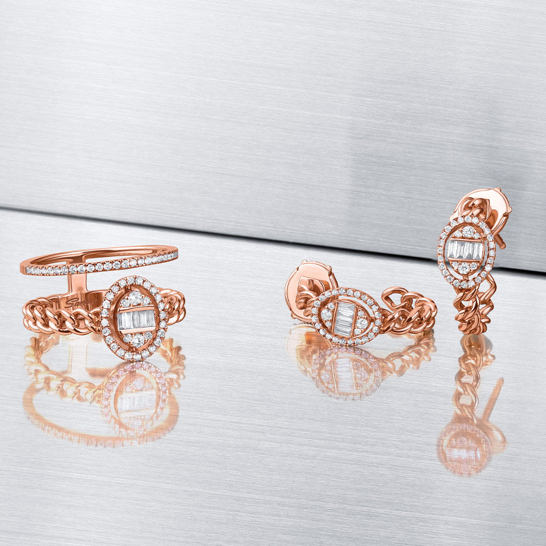 Quwa Oval Double Ring - Samra Jewellery - Diamond Jewellery - QUWA