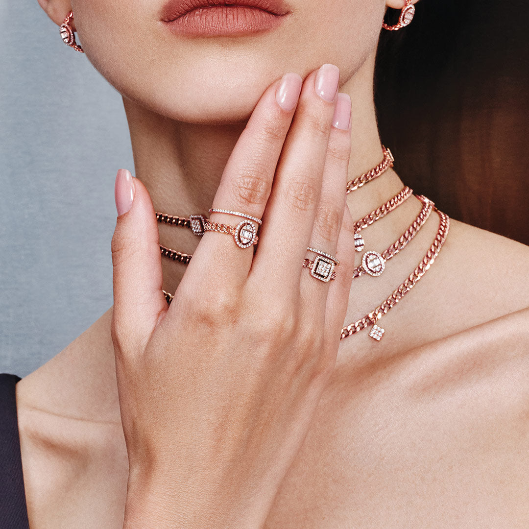 Quwa Square Double Ring - Samra Jewellery - Diamond Jewellery - QUWA