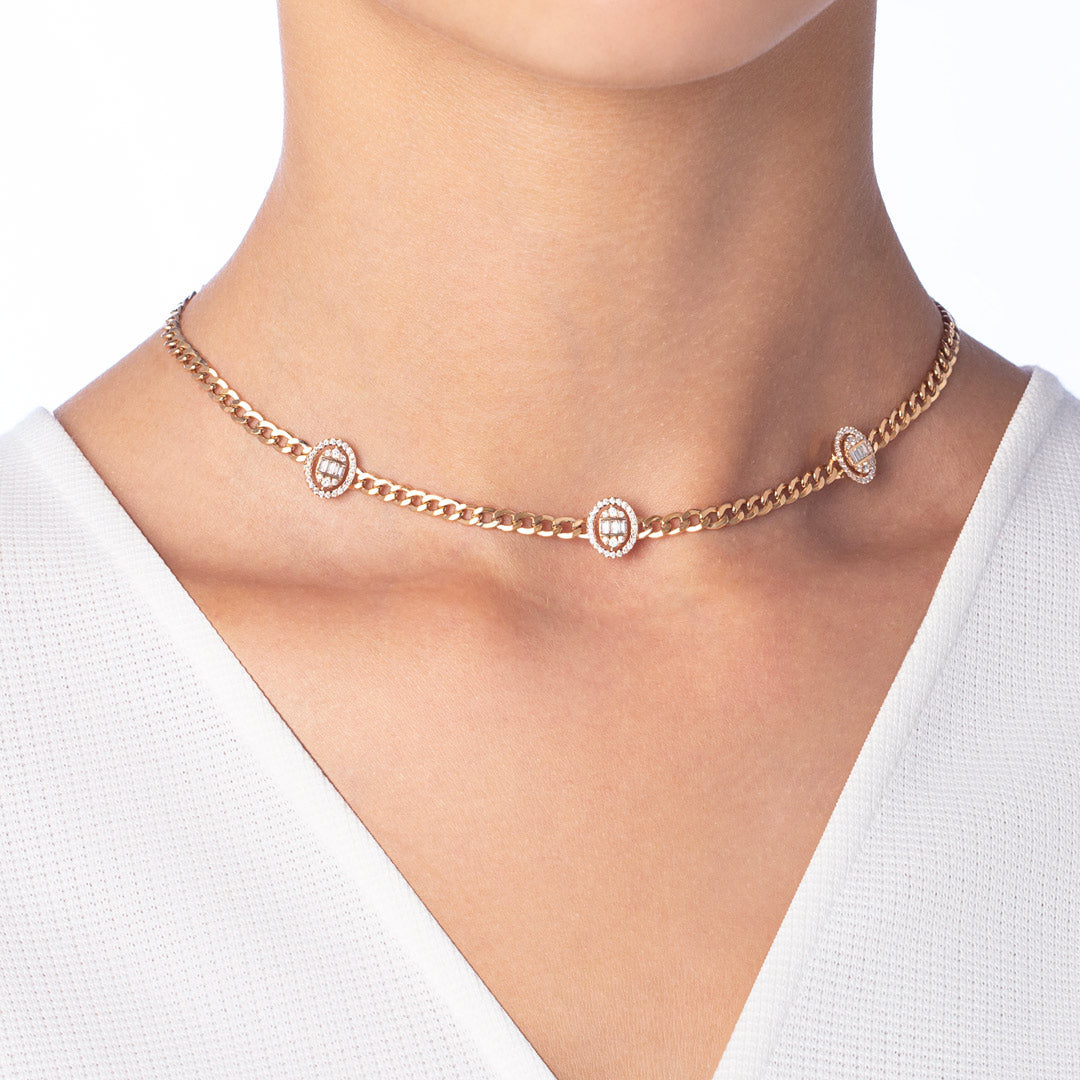 Quwa Three Oval Necklace - Samra Jewellery - Diamond Jewellery - QUWA