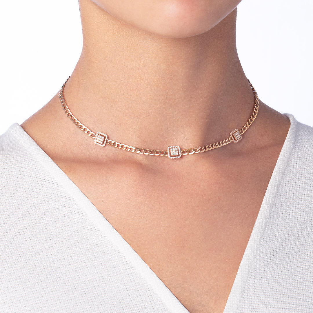 Quwa Three Square Necklace - Samra Jewellery - Diamond Jewellery - QUWA