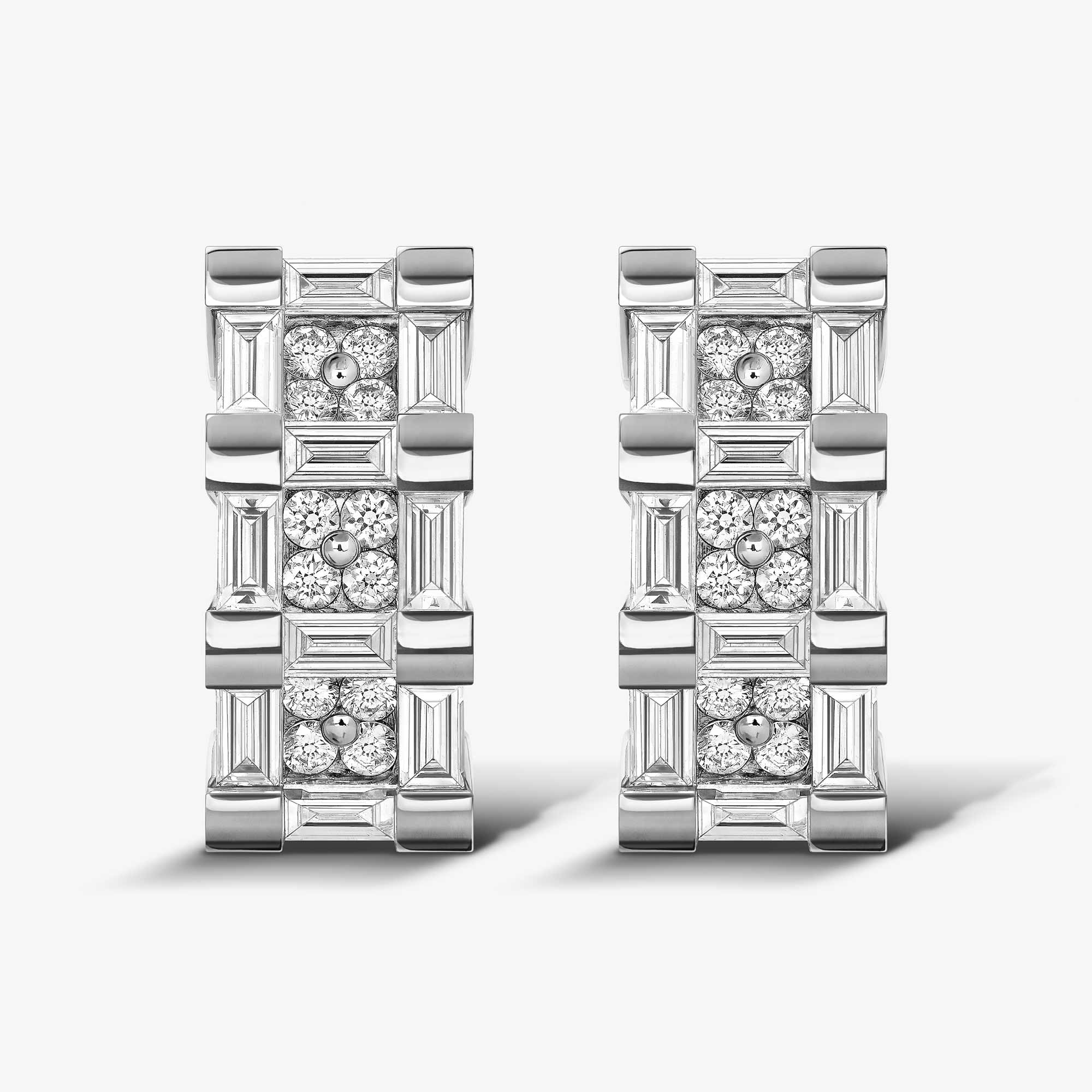 Splendore White Gold Diamond Huggie Hoop Earring - EARRING WOMAN by Samra Jewellery